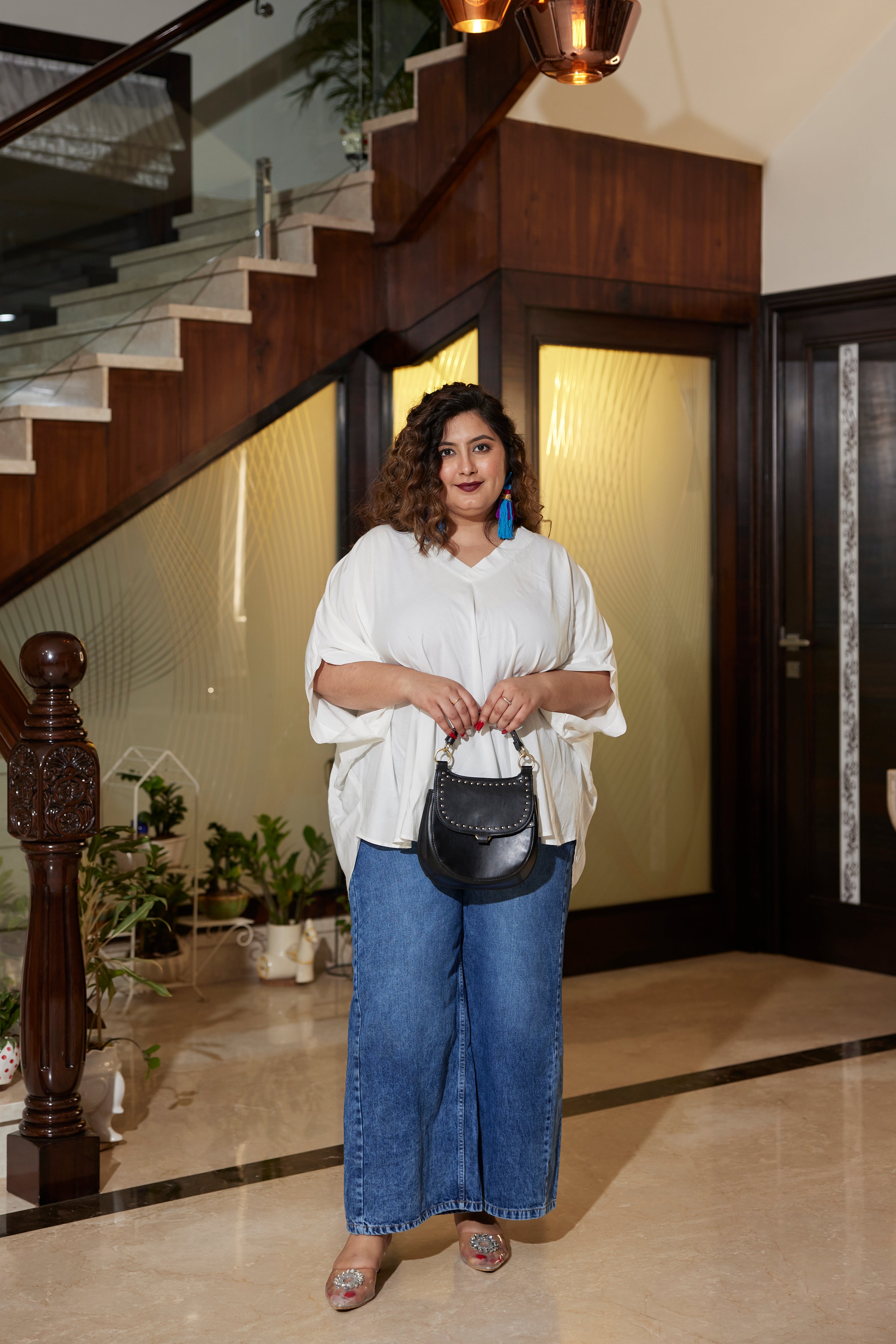 Women's Modal Off White Relaxed Top - Nangalia Ruchira