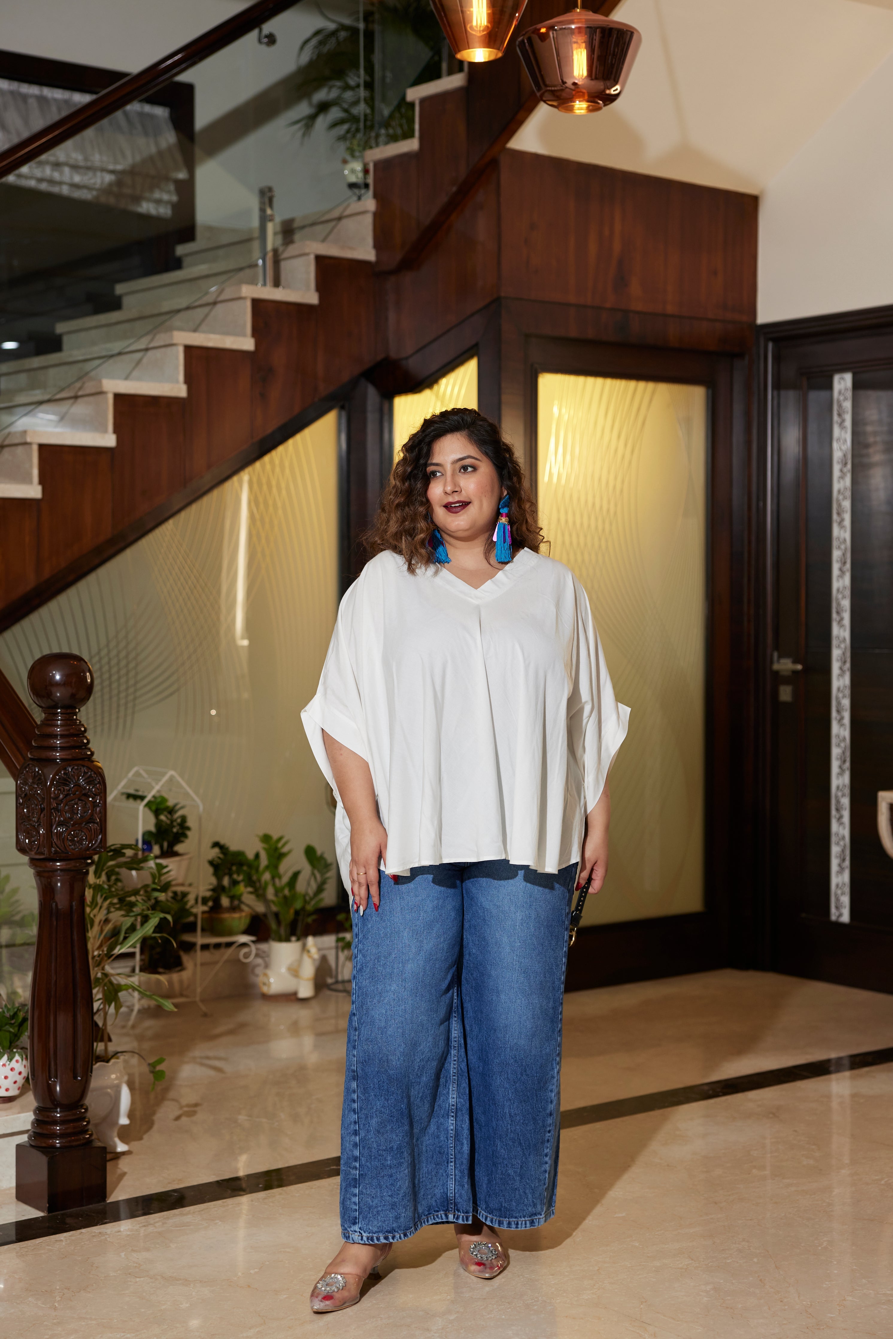 Women's Modal Off White Relaxed Top - Nangalia Ruchira