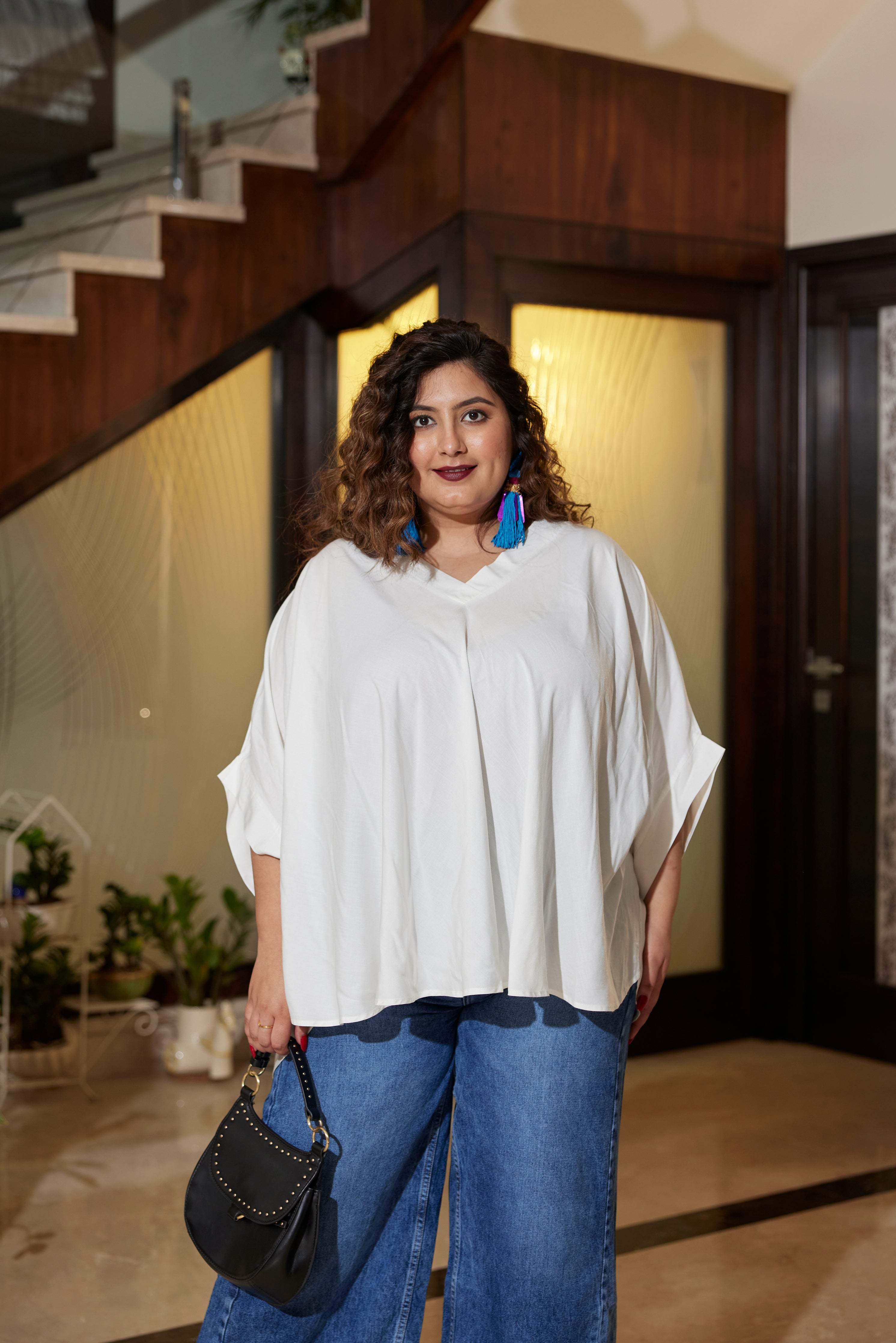 Women's Modal Off White Relaxed Top - Nangalia Ruchira