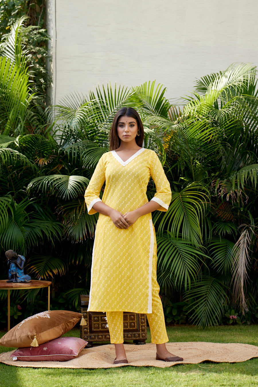 Women's Yellow Co-Ord Kurta Set - Nangalia Ruchira