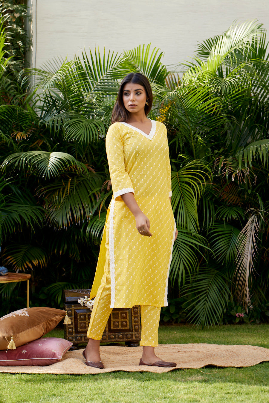 Women's Yellow Co-Ord Kurta Set - Nangalia Ruchira