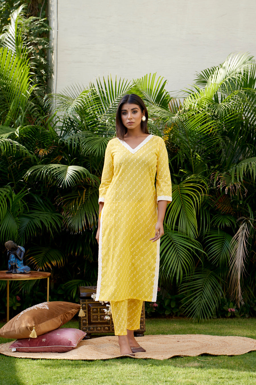 Women's Yellow Co-Ord Kurta Set - Nangalia Ruchira