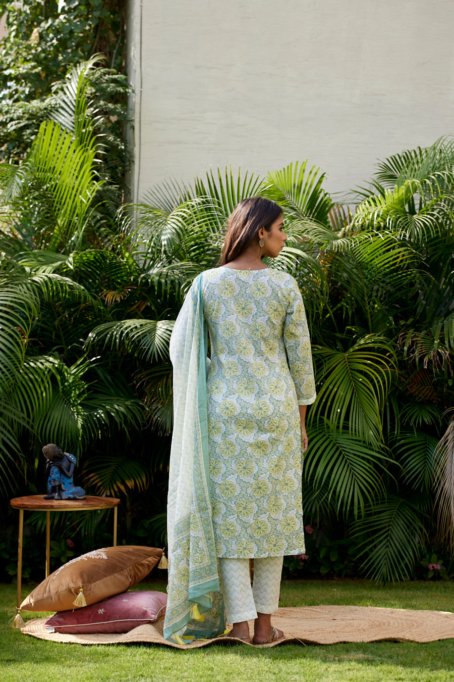 Women's Lime Green Kurta Dupatta Set - Nangalia Ruchira
