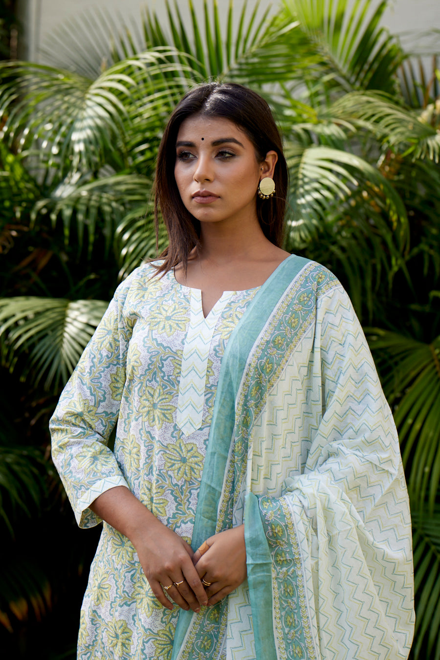 Women's Lime Green Kurta Dupatta Set - Nangalia Ruchira