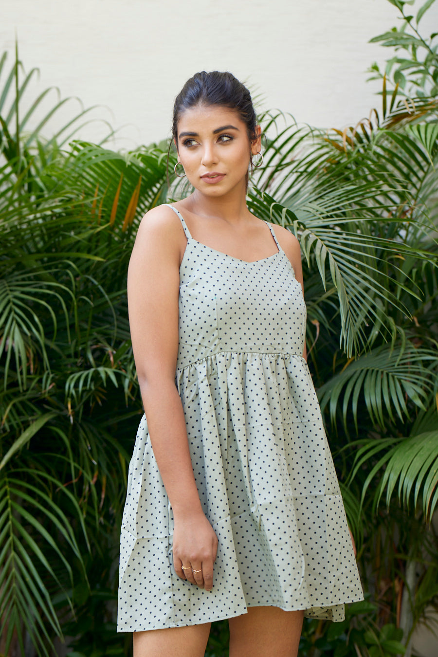 Women's Green Strappy Dress - Nangalia Ruchira