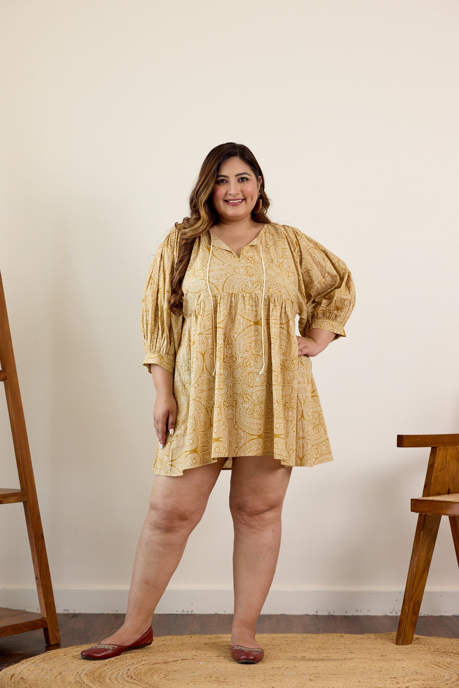Women's Sunset Paisley Print Short Dress - Nangalia Ruchira