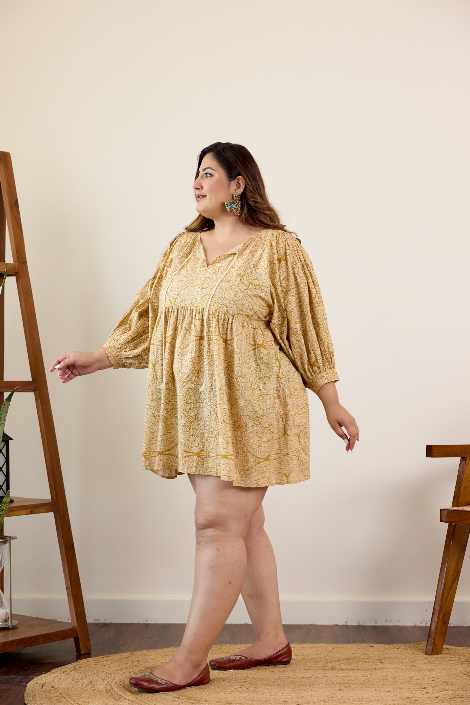 Women's Sunset Paisley Print Short Dress - Nangalia Ruchira