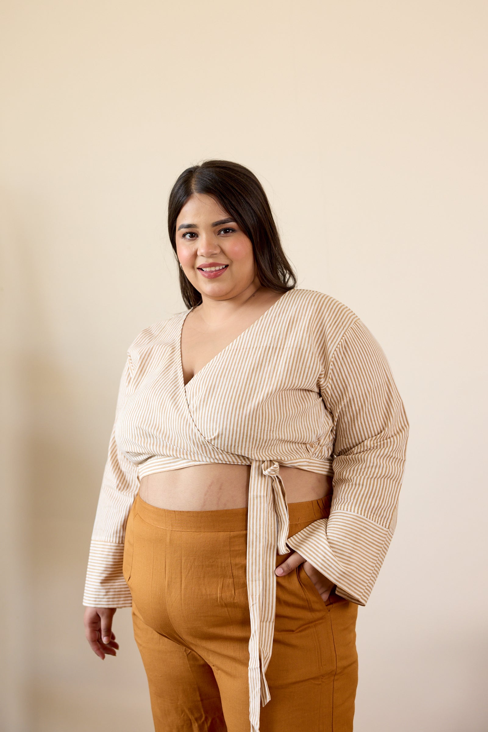 Women's Striped Top Culottes Set ( Set Of 2) - Nangalia Ruchira