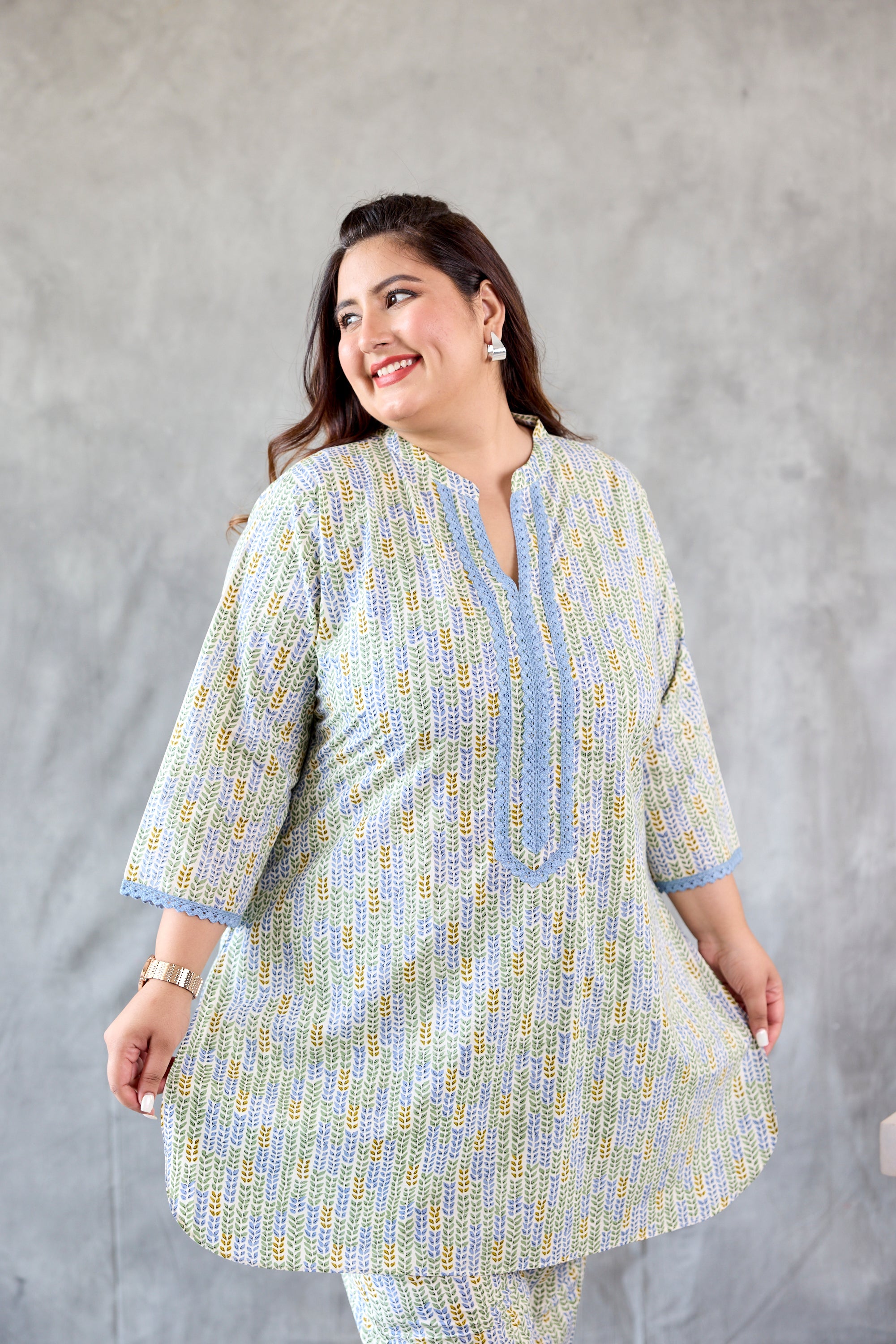Women's Mint Cotton Collared Co-Ord Set (Set Of 2) - Nangalia Ruchira