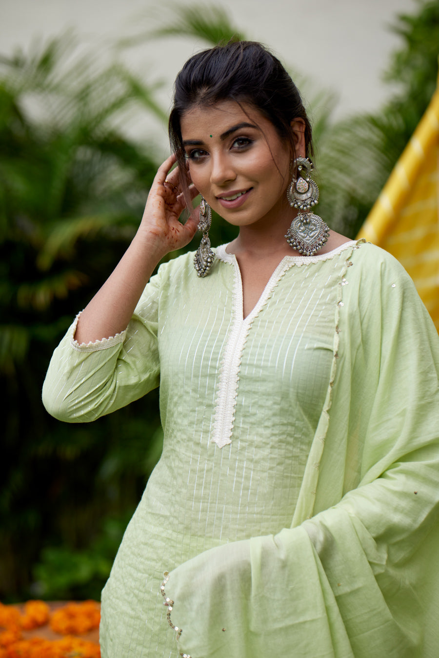 Women's Mint Kurta Dupatta Suit Set - Nangalia Ruchira