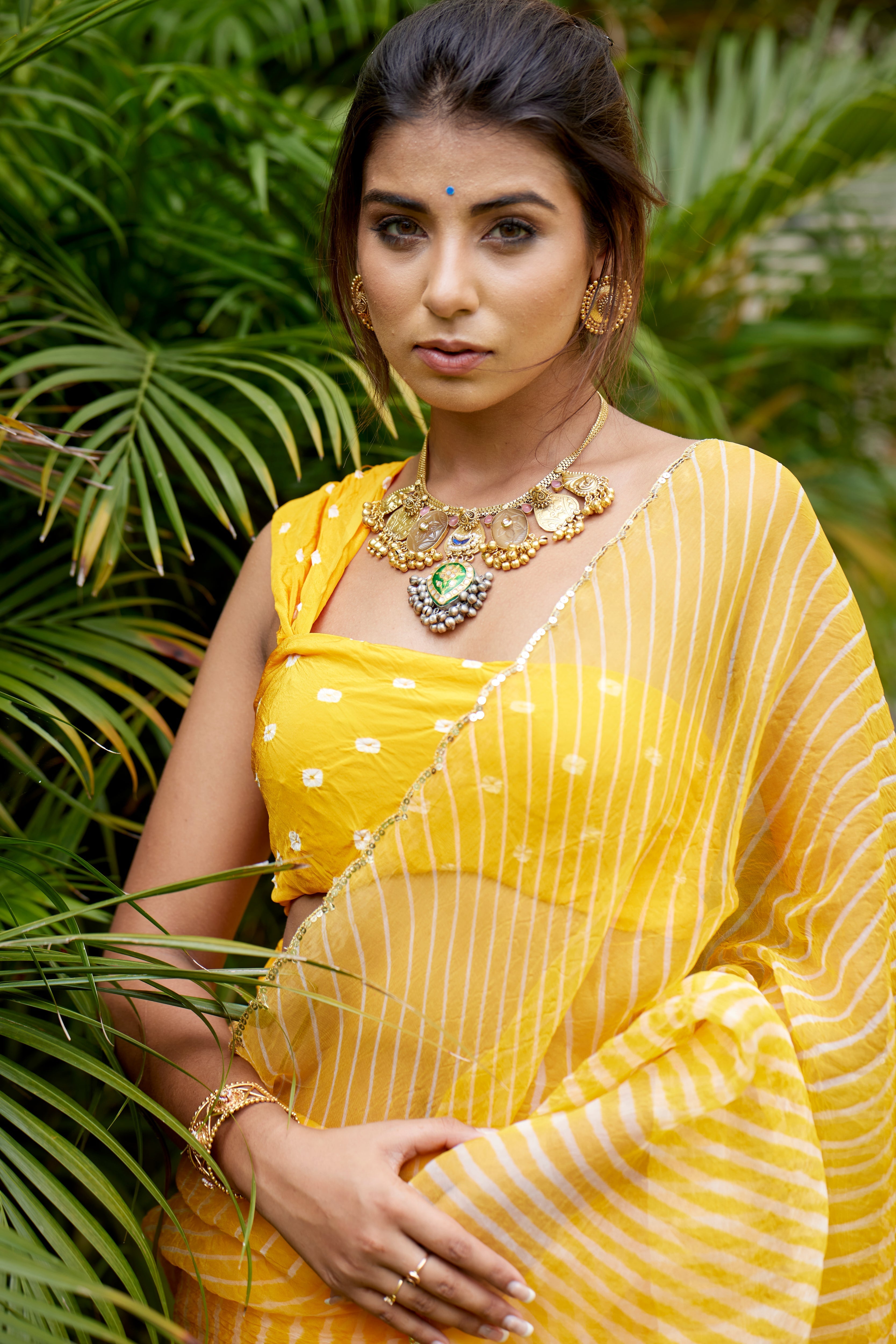 Women's Sunshine Organza Leheriya Saree - Nangalia Ruchira