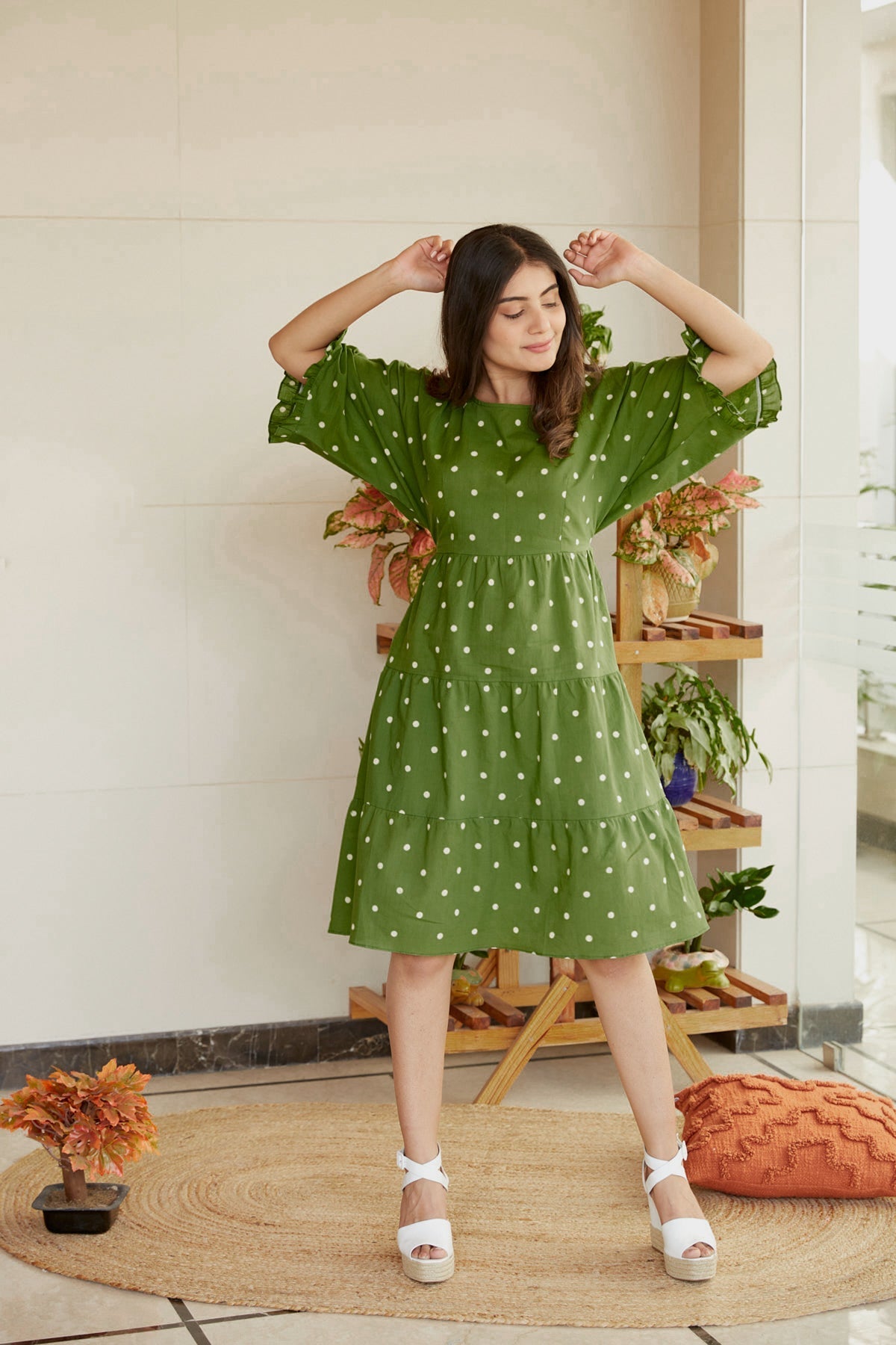 Women's Polka Tiered  Dress - Nangalia Ruchira