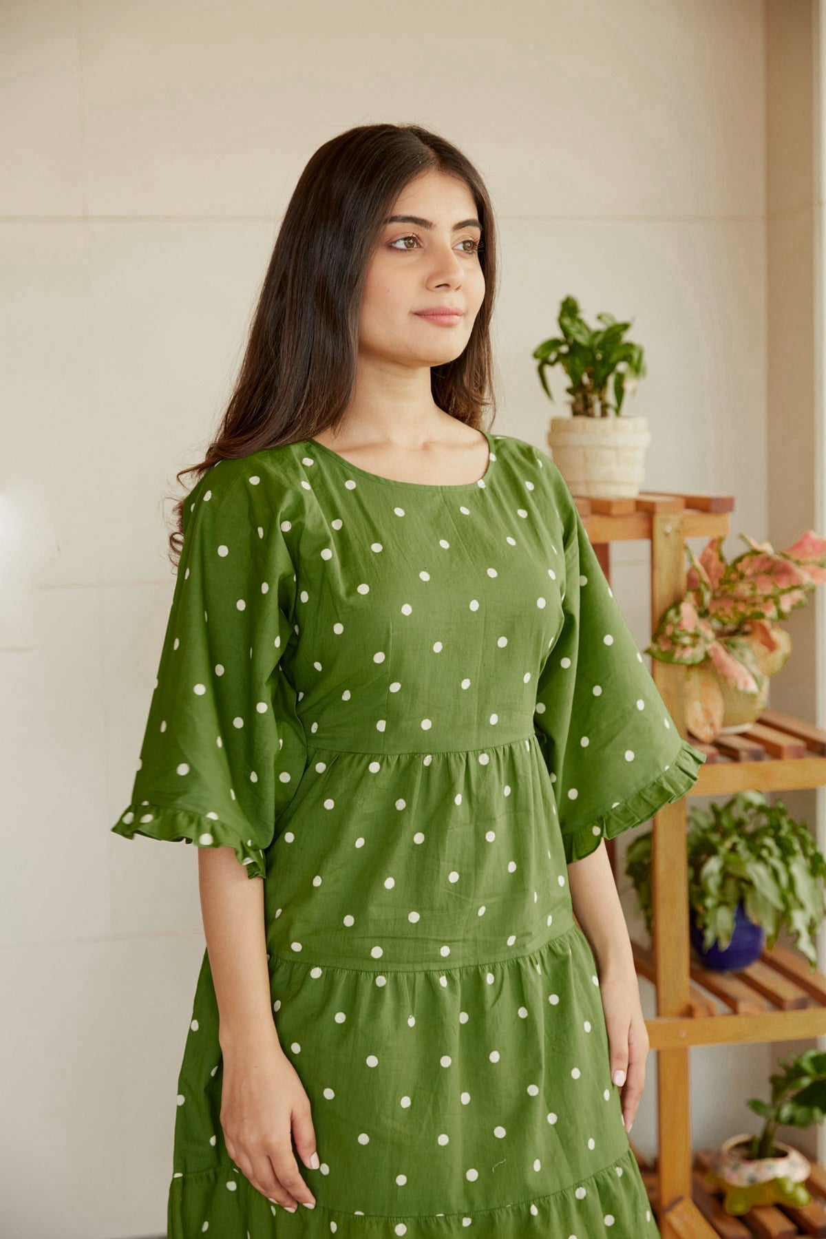 Women's Polka Tiered  Dress - Nangalia Ruchira