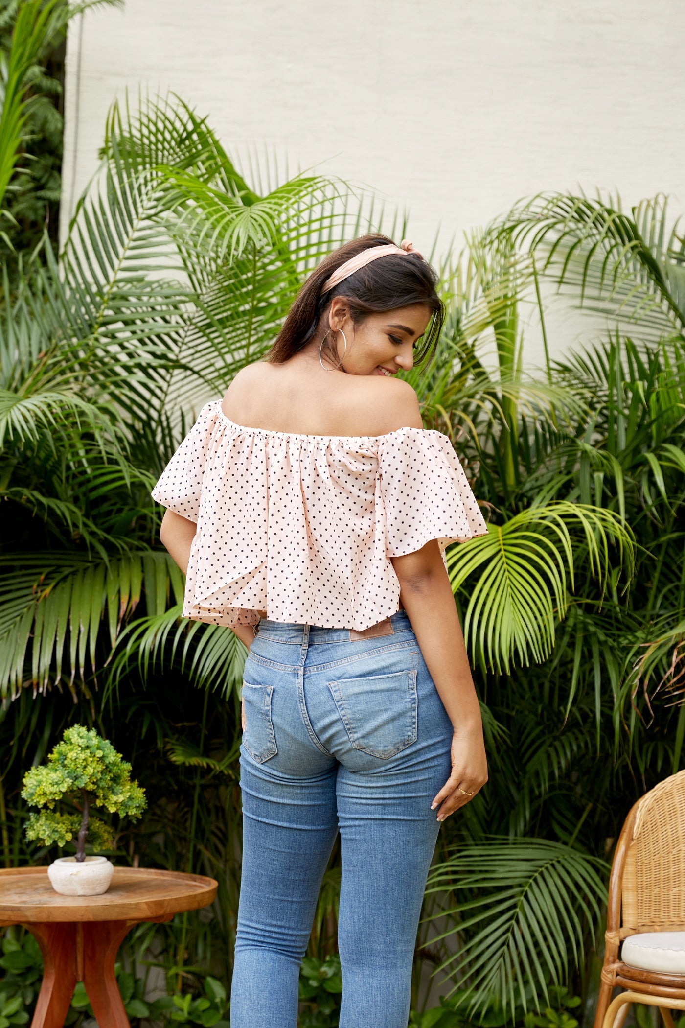 Women's Peachy Bardot Off Shoulder Crop Top - Nangalia Ruchira