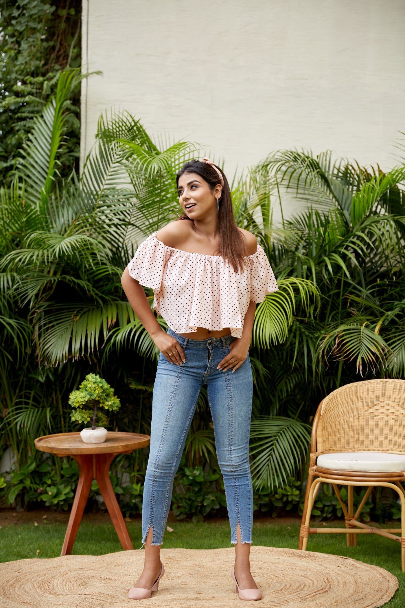 Women's Peachy Bardot Off Shoulder Crop Top - Nangalia Ruchira