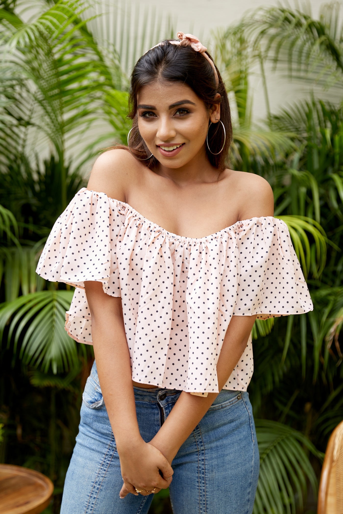 Women's Peachy Bardot Off Shoulder Crop Top - Nangalia Ruchira