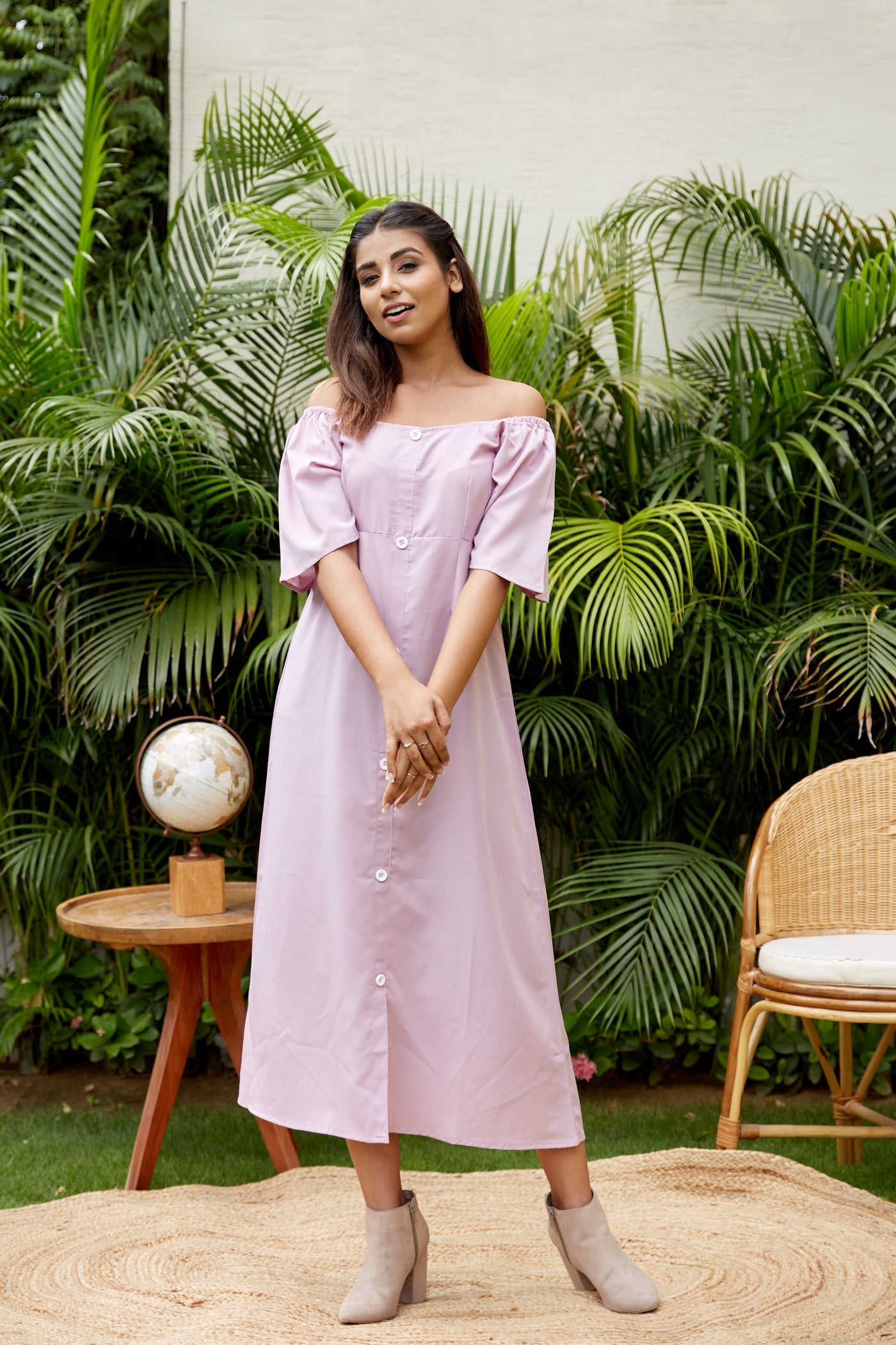 Women's Lavender Buttondown Dress - Nangalia Ruchira