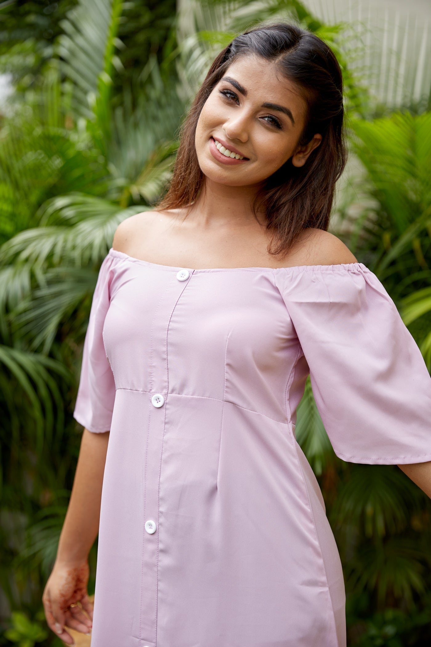 Women's Lavender Buttondown Dress - Nangalia Ruchira