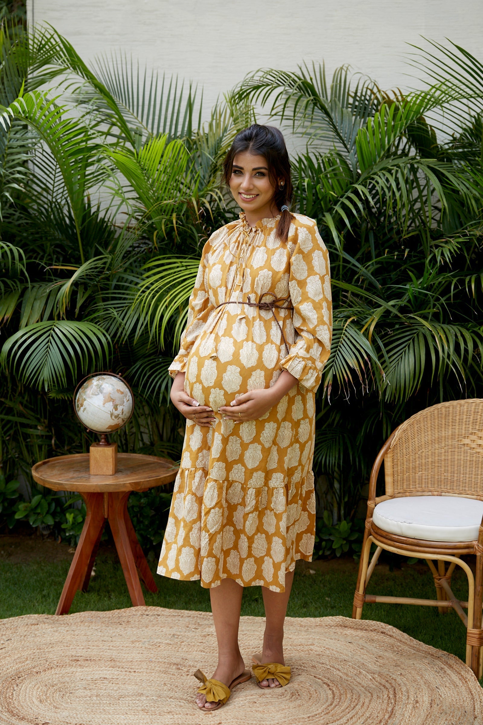 Women's Mustard Maternity Dress - Nangalia Ruchira