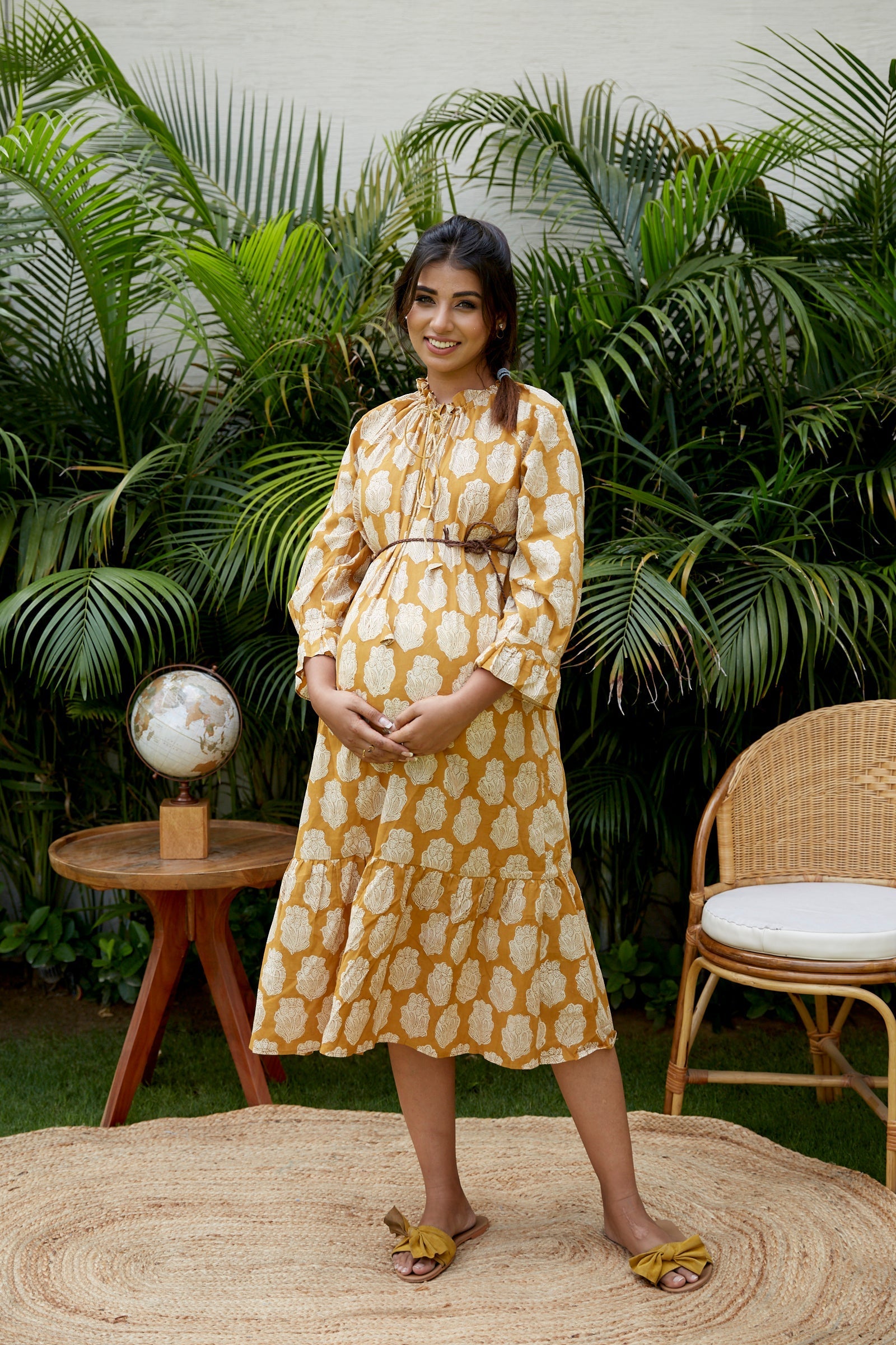 Women's Mustard Maternity Dress - Nangalia Ruchira
