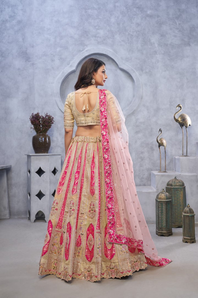 Women's Chiku Orgenza Silk  Embroidery With Sequins Lehenga Set
