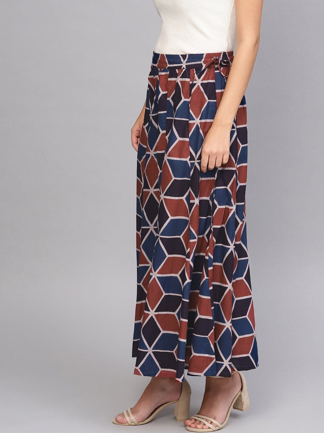 Women's Multicoloured Flared Printed Palazzos - Final Clearance Sale