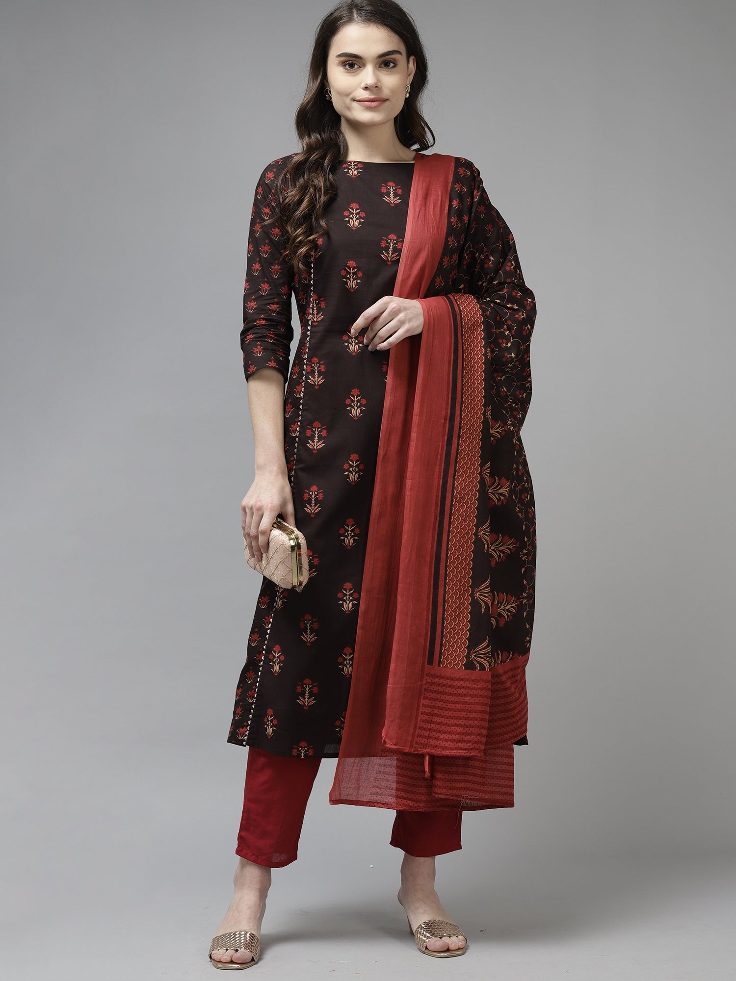 Women's Black Cotton Blend Kurta Set - Taantav