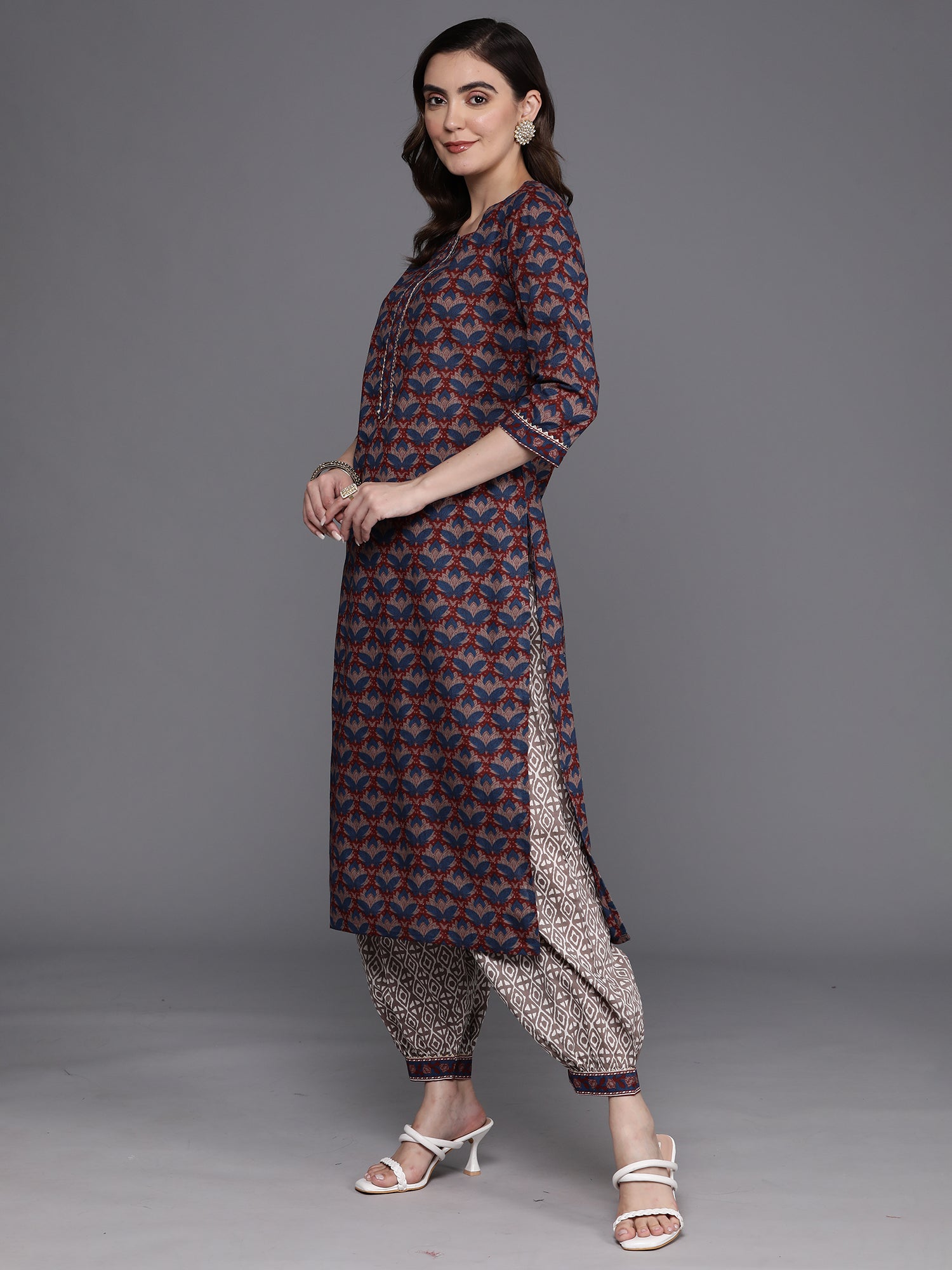 Women's Blue Pure Cotton Kurta Set - Taantav