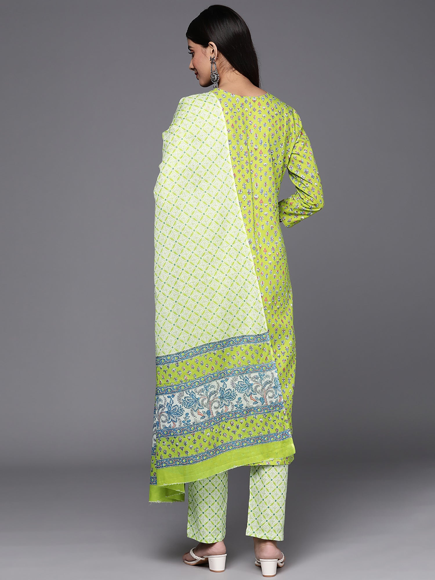 Women's Green Pure Cotton Kurta Set - Taantav