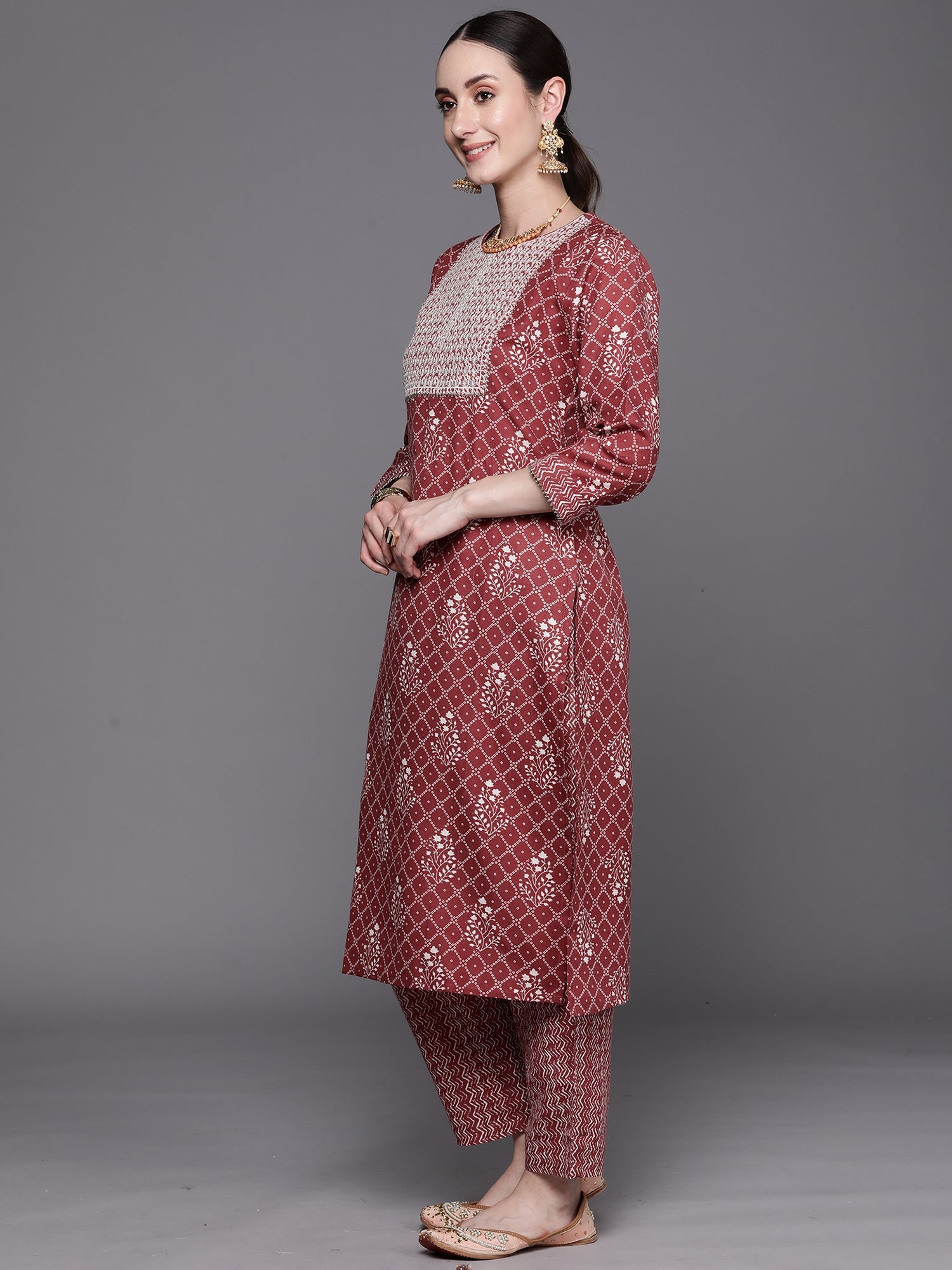 Women's Mauve Pure Cotton Kurta Set - Taantav