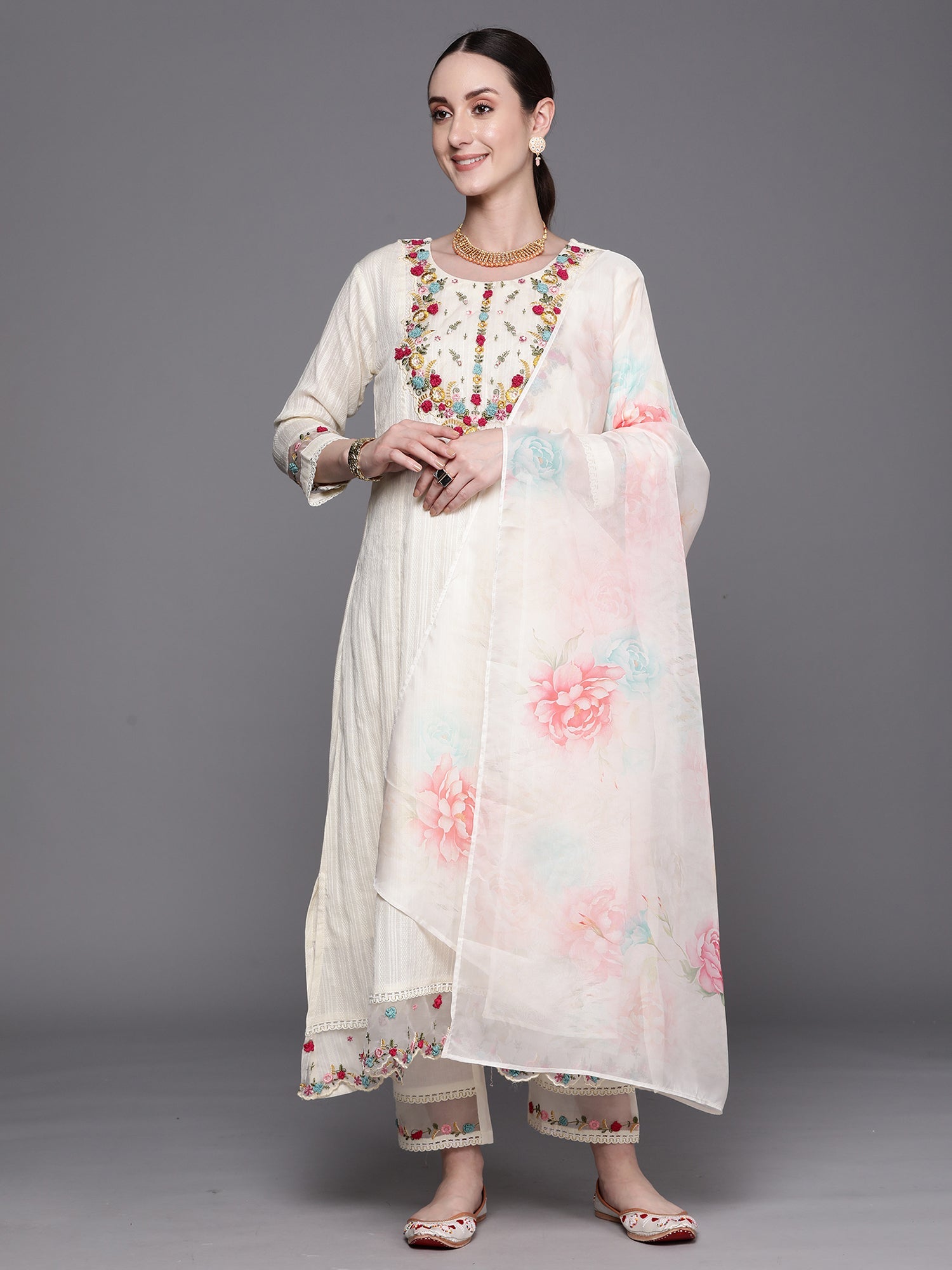 Women's White Pure Cotton Kurta Set - Taantav