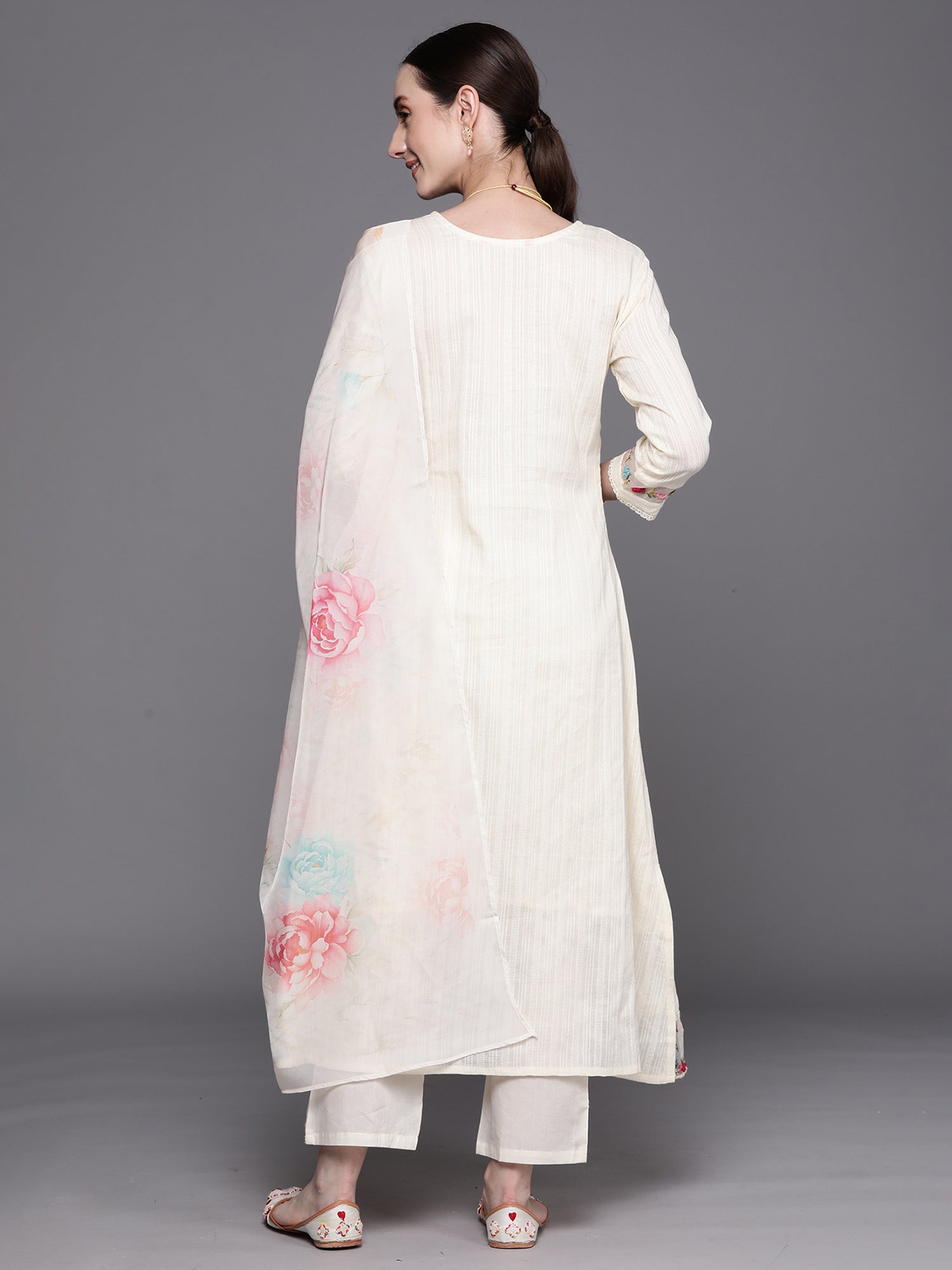 Women's White Pure Cotton Kurta Set - Taantav