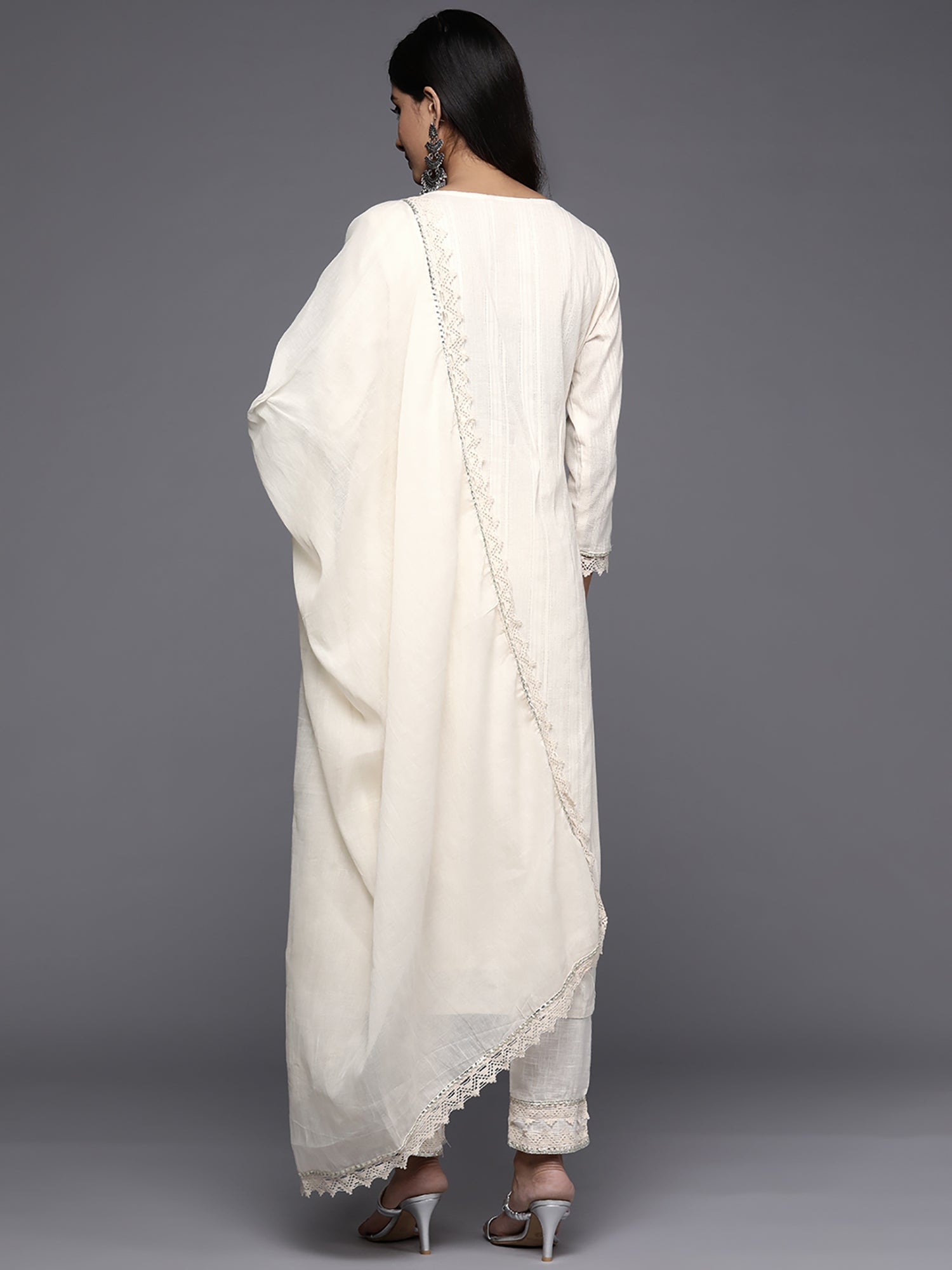 Women's Off White Pure Cotton Kurta Set - Taantav