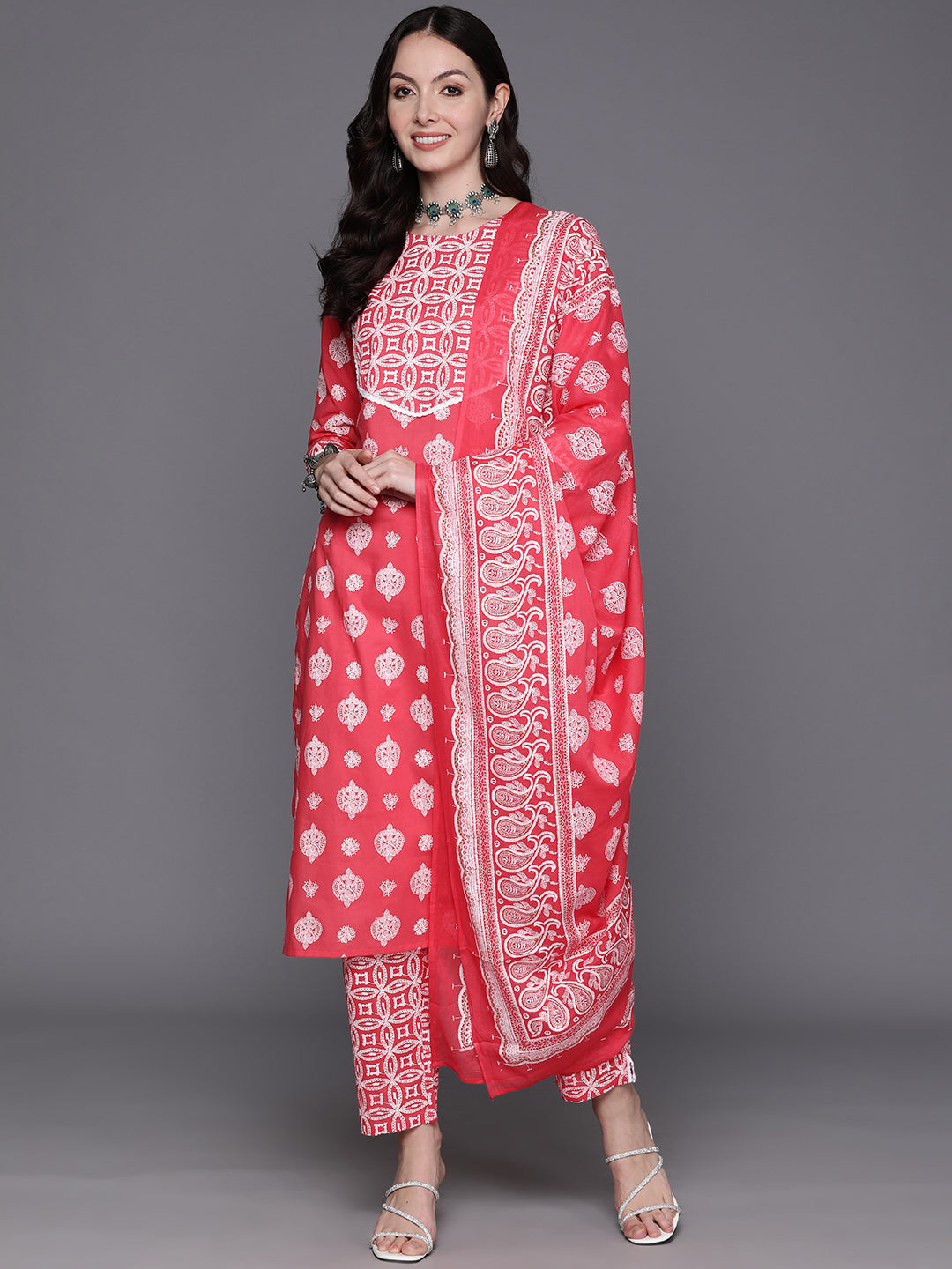 Women's Pink Pure Cotton Kurta Set - Taantav