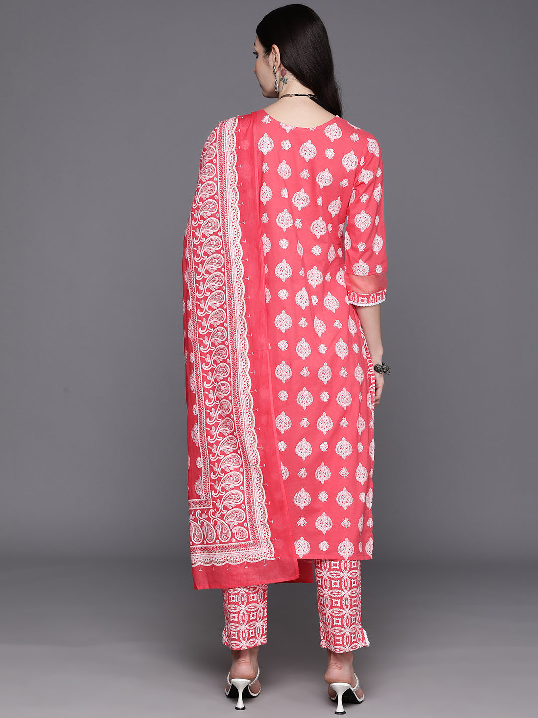 Women's Pink Pure Cotton Kurta Set - Taantav