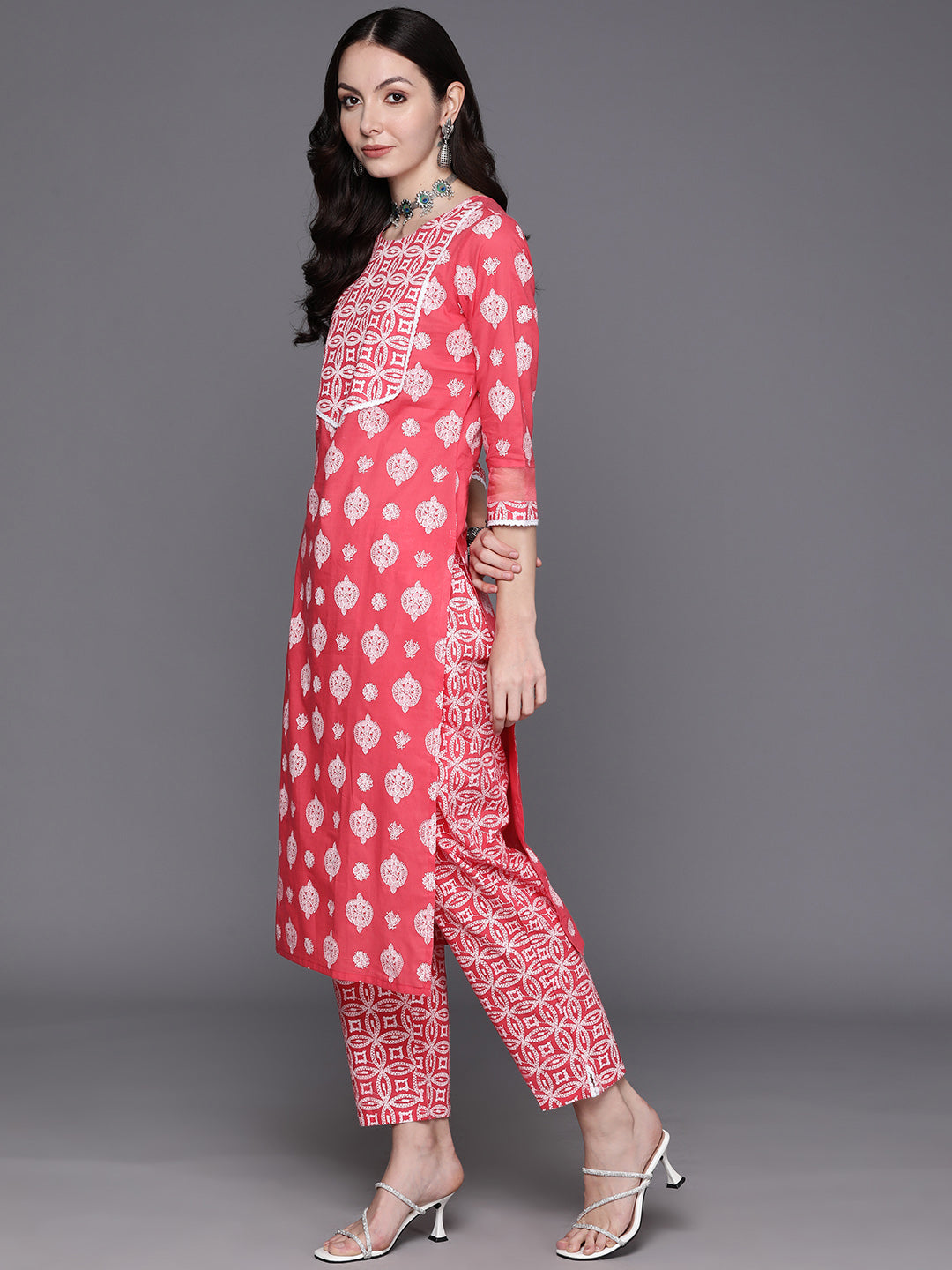 Women's Pink Pure Cotton Kurta Set - Taantav