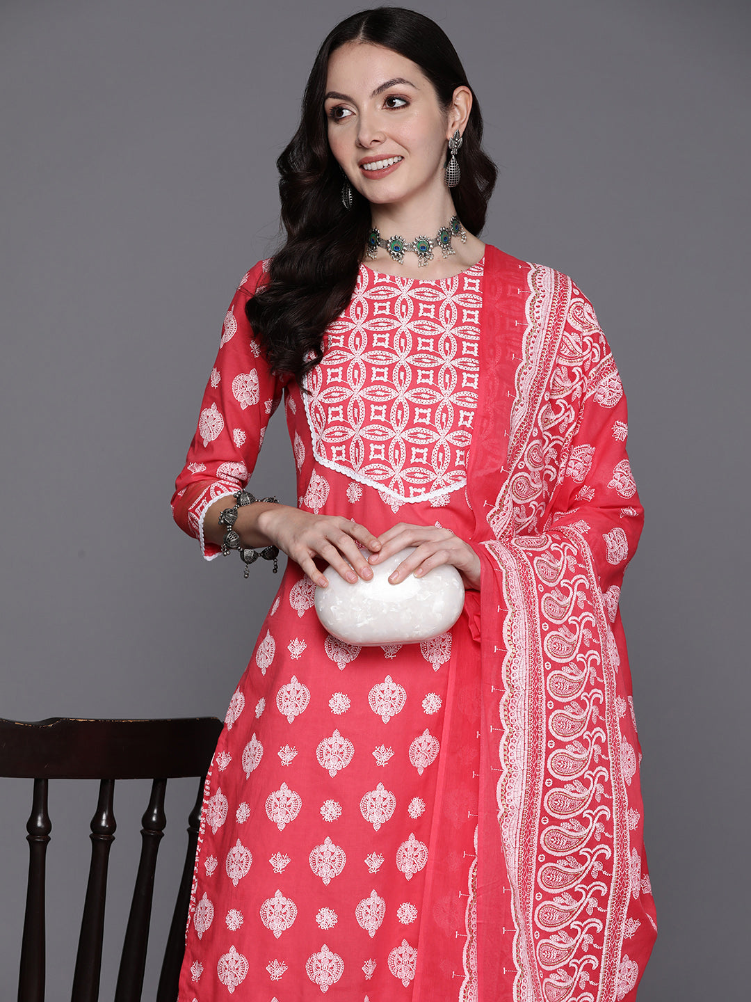 Women's Pink Pure Cotton Kurta Set - Taantav