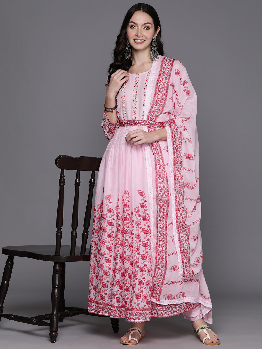 Women's Pink Pure Cotton Kurta Set - Taantav