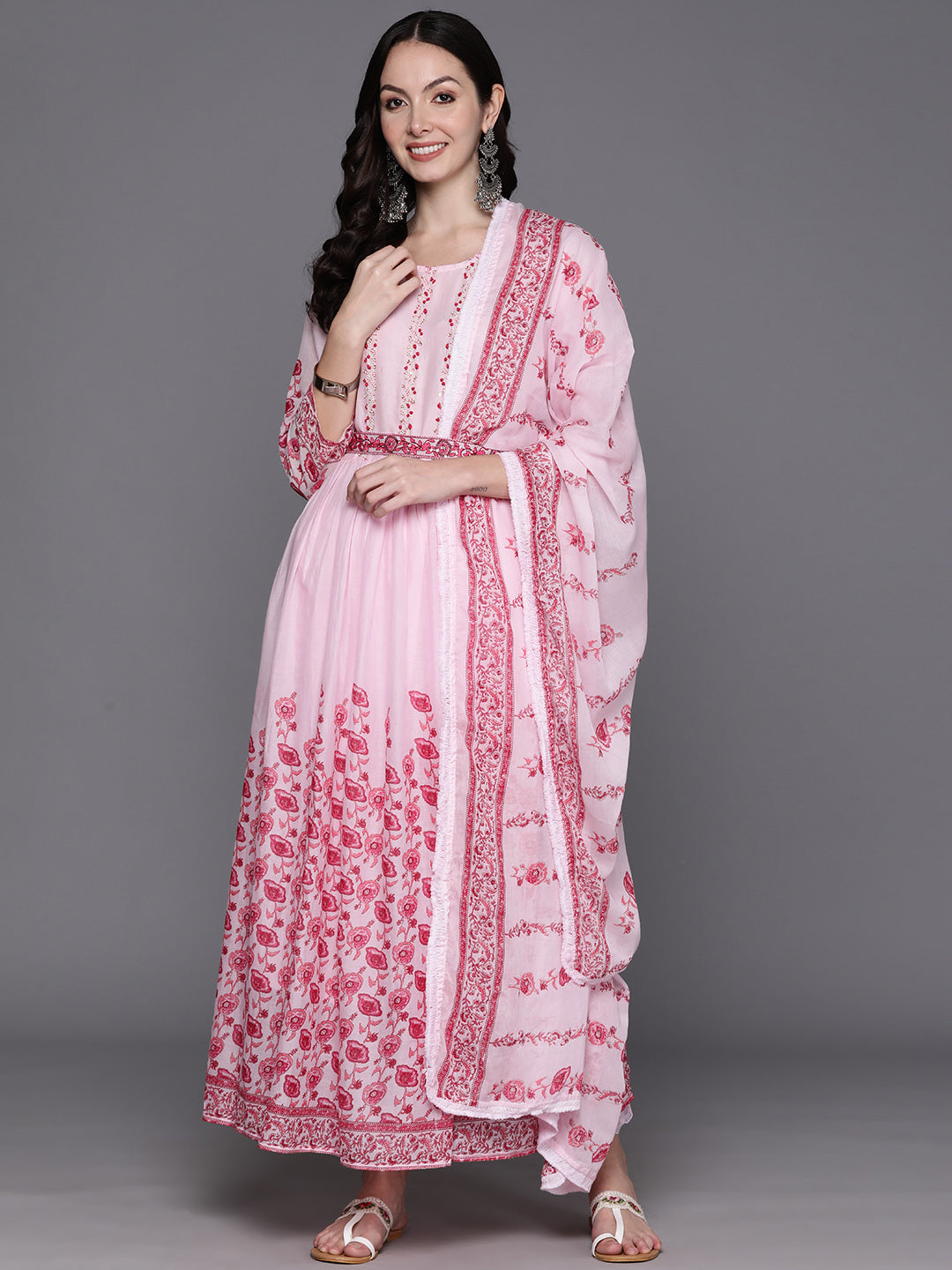 Women's Pink Pure Cotton Kurta Set - Taantav