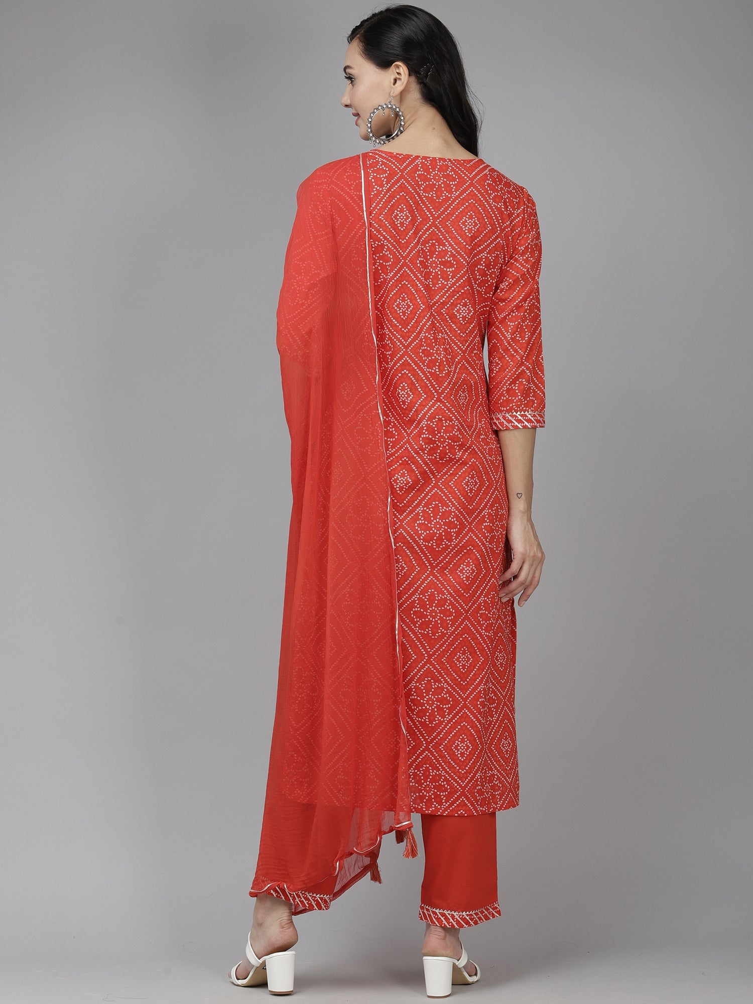 Women's Coral Cotton Blend Kurta Set - Taantav