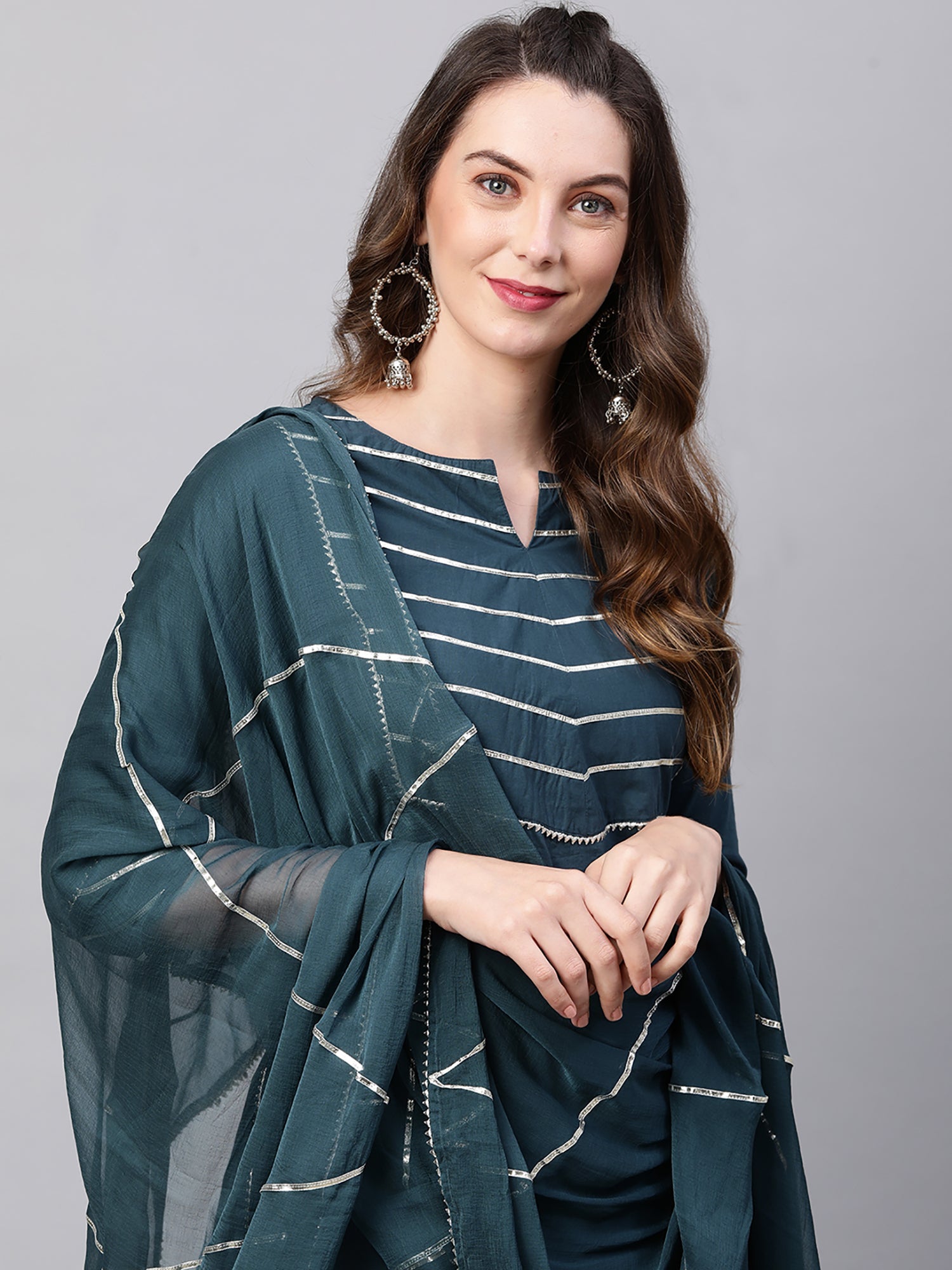 Women's Teal Pure Cotton Kurta Set - Taantav