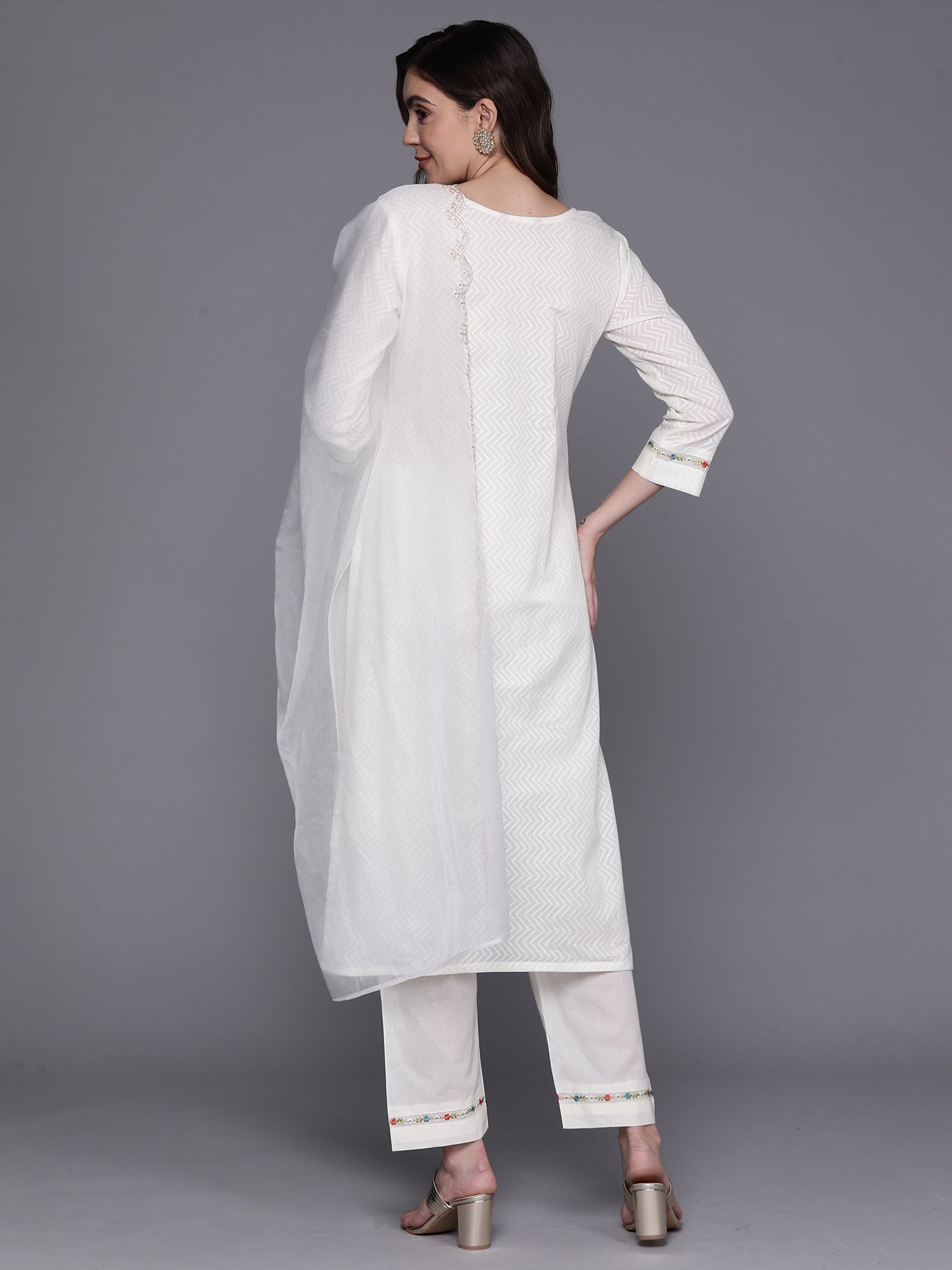 Women's White Pure Cotton Kurta Set - Taantav