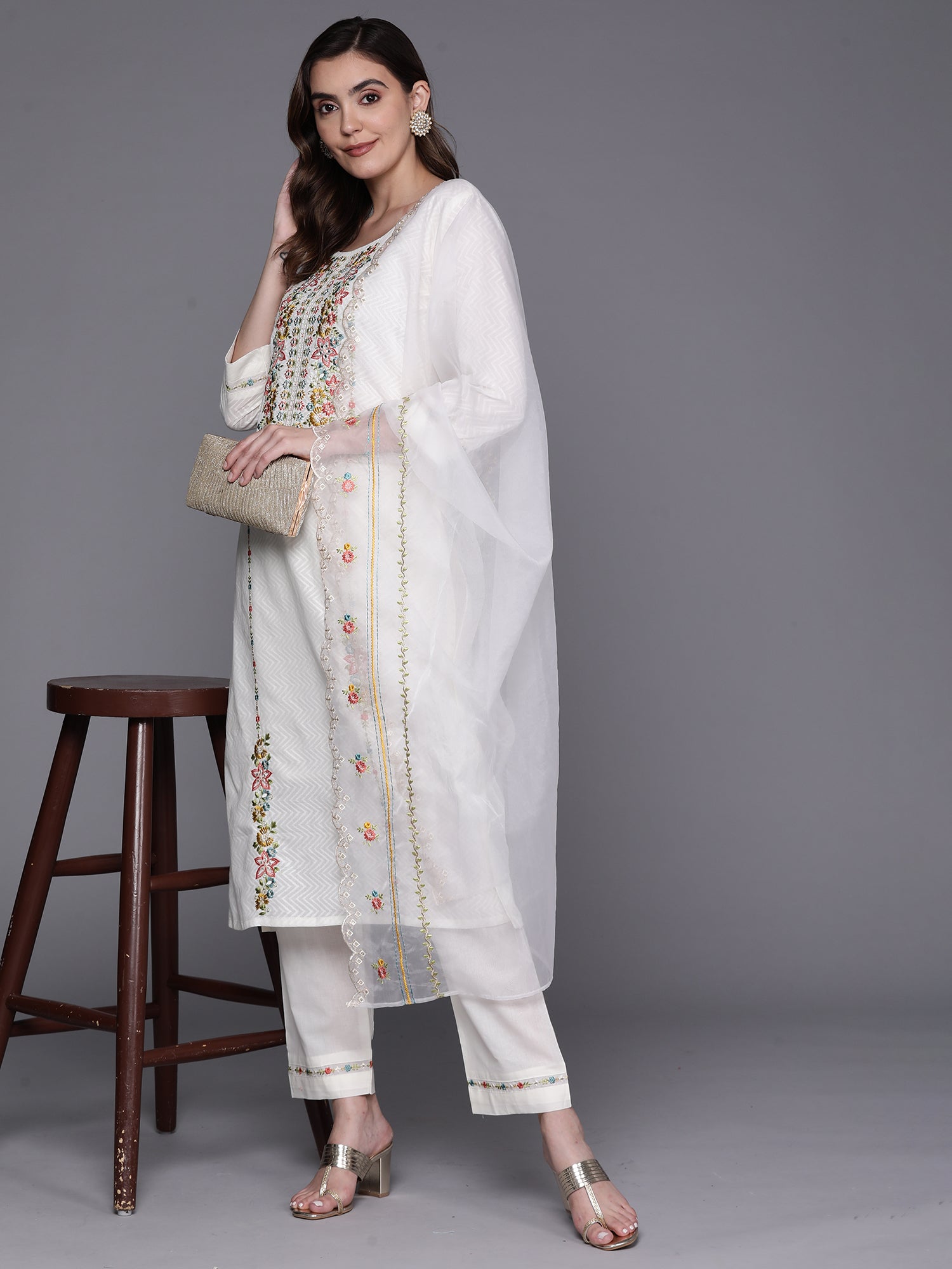 Women's White Pure Cotton Kurta Set - Taantav