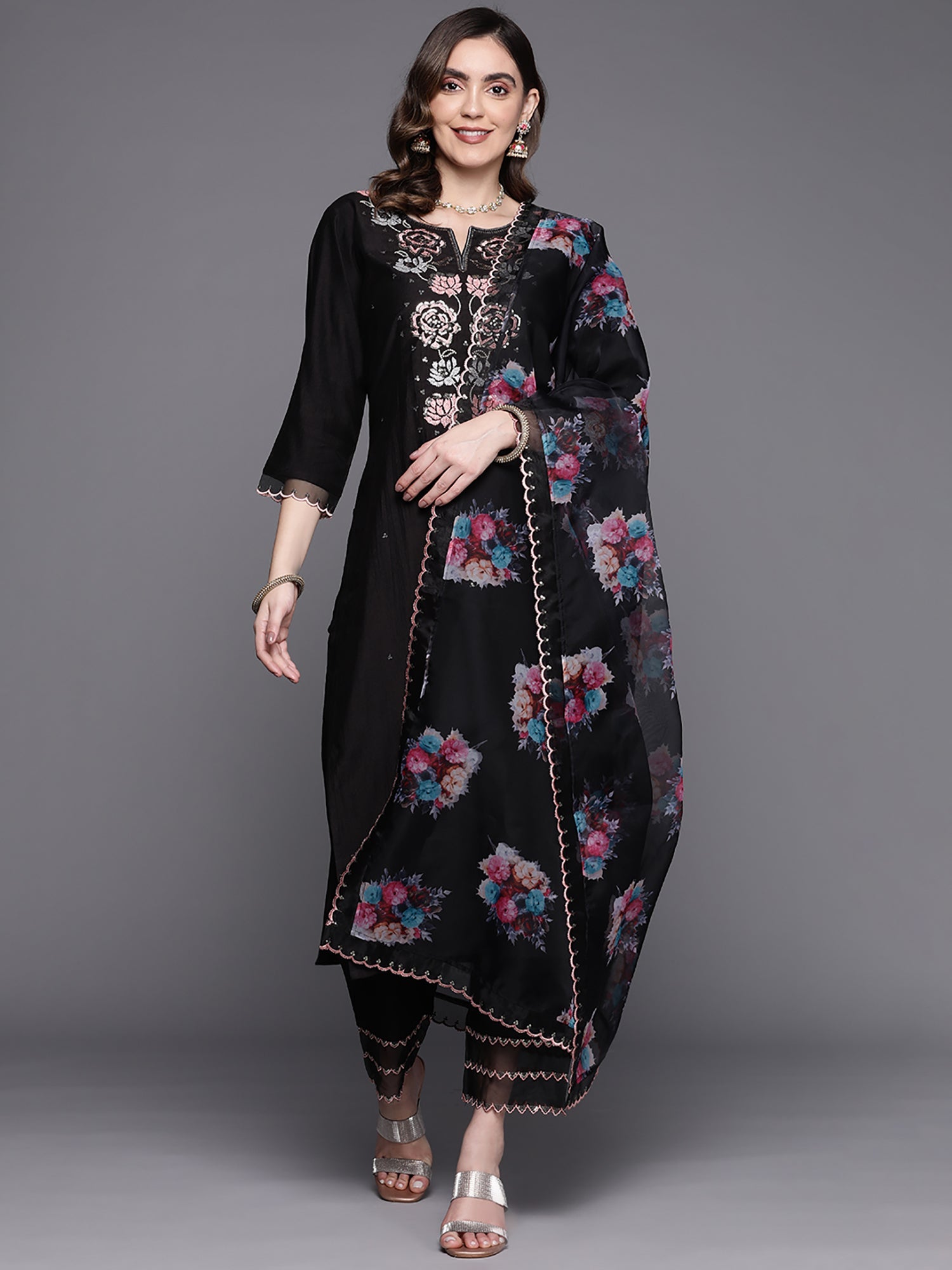 Women's Black Liva Kurta Set - Taantav