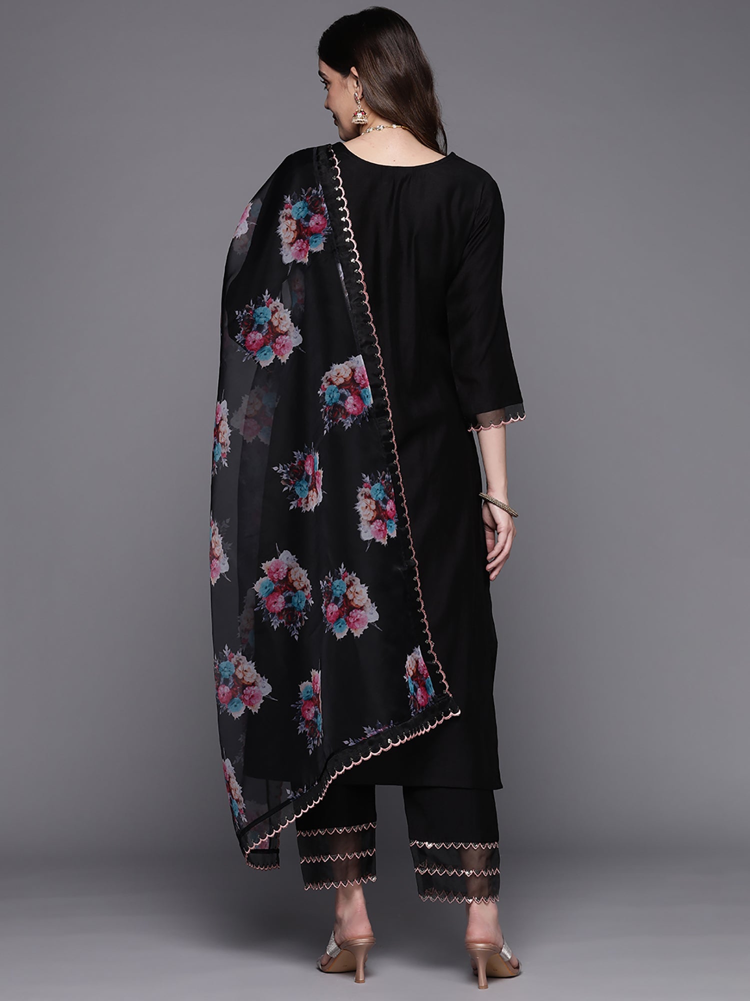 Women's Black Liva Kurta Set - Taantav