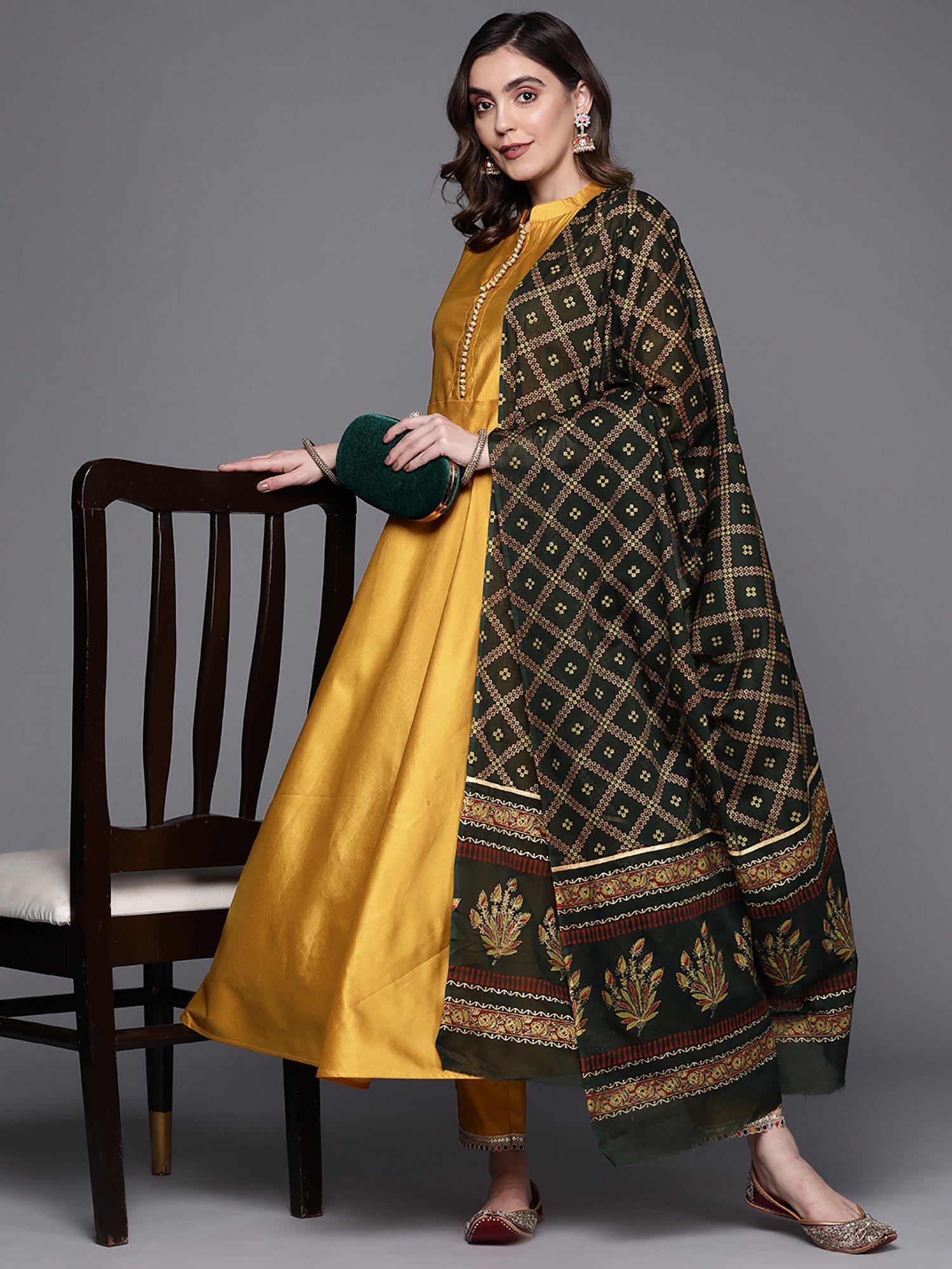 Women's Mustard Liva Kurta Set - Taantav