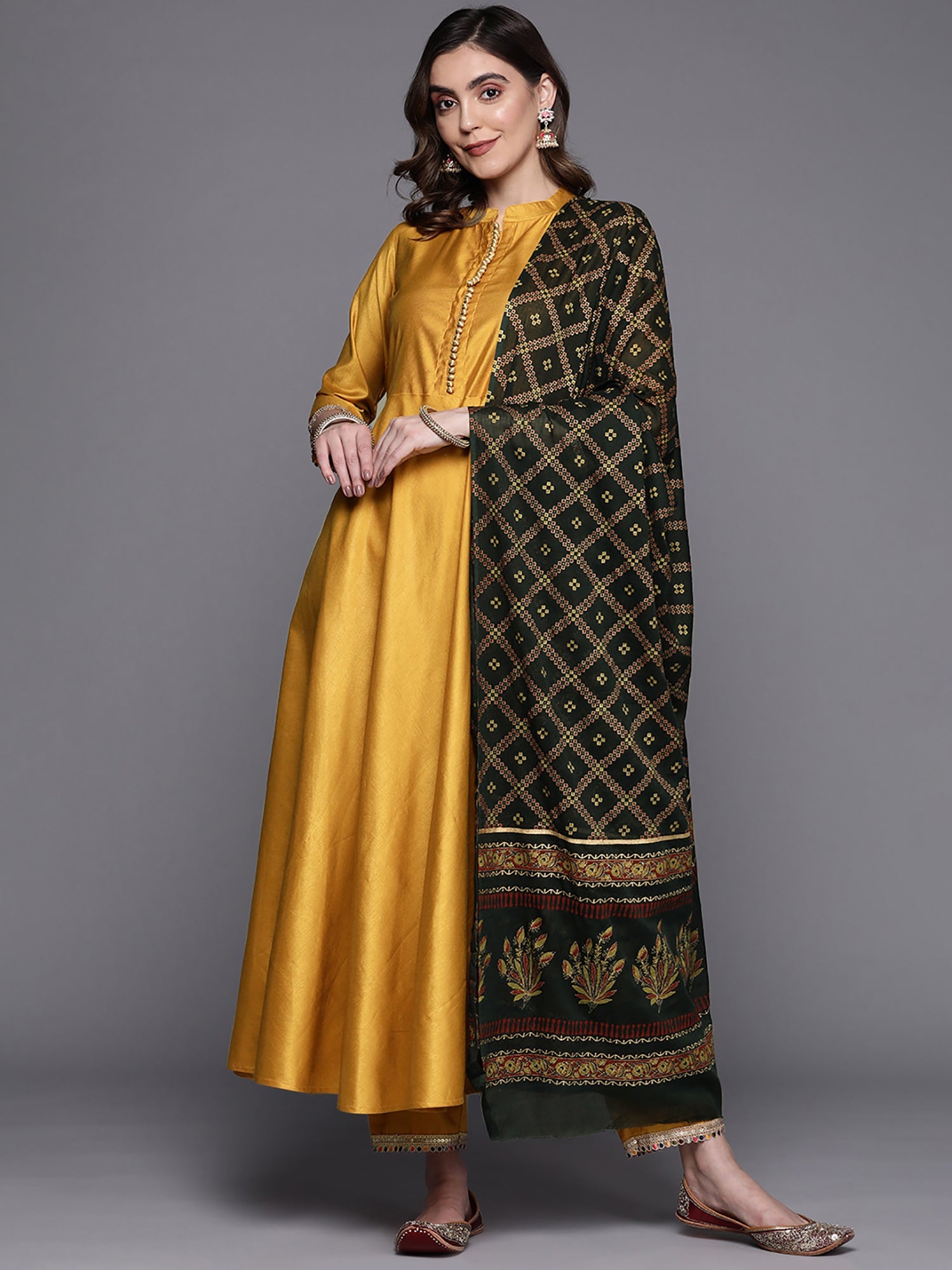 Women's Mustard Liva Kurta Set - Taantav