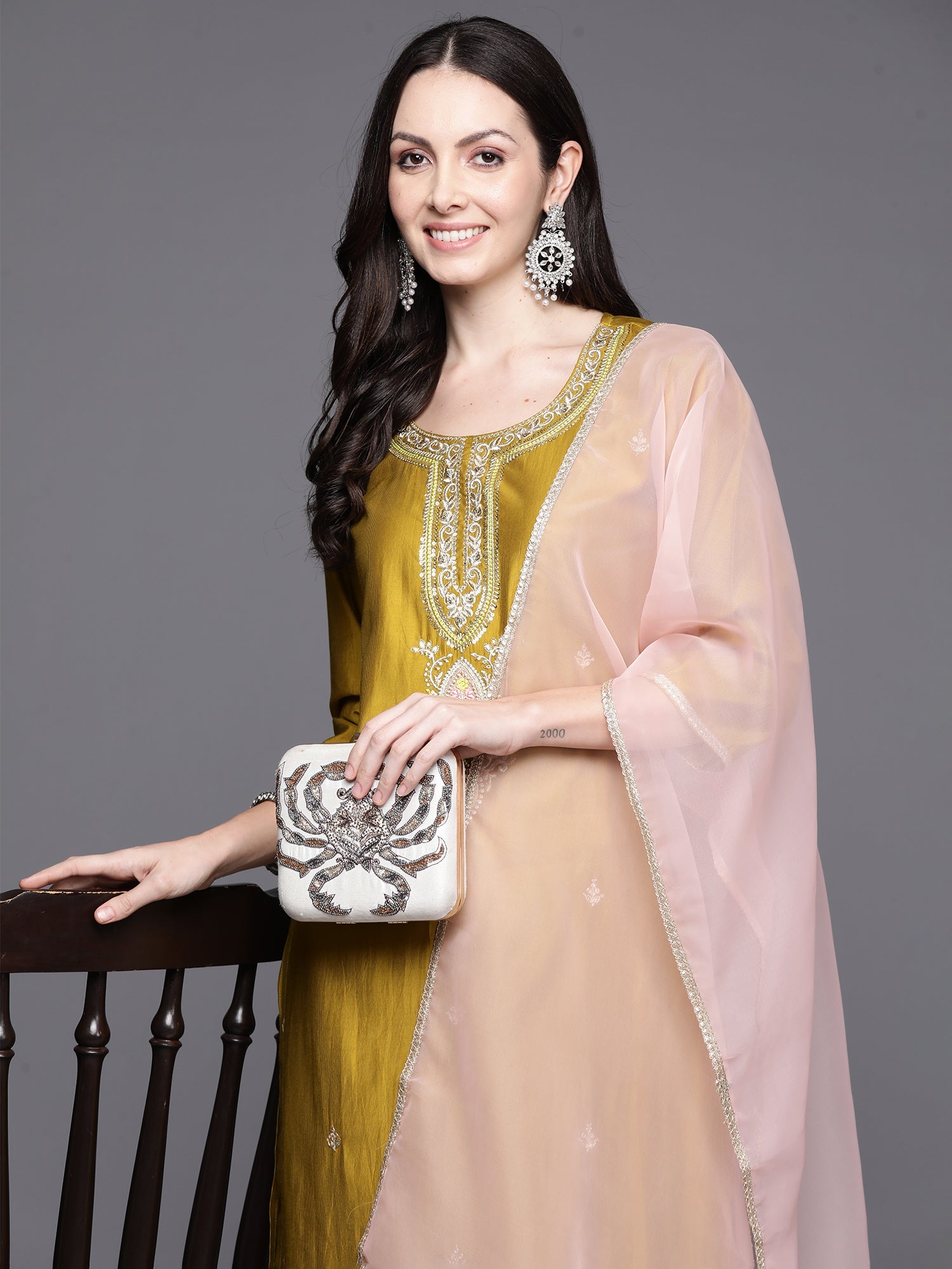 Women's Olive Liva Kurta Set - Taantav