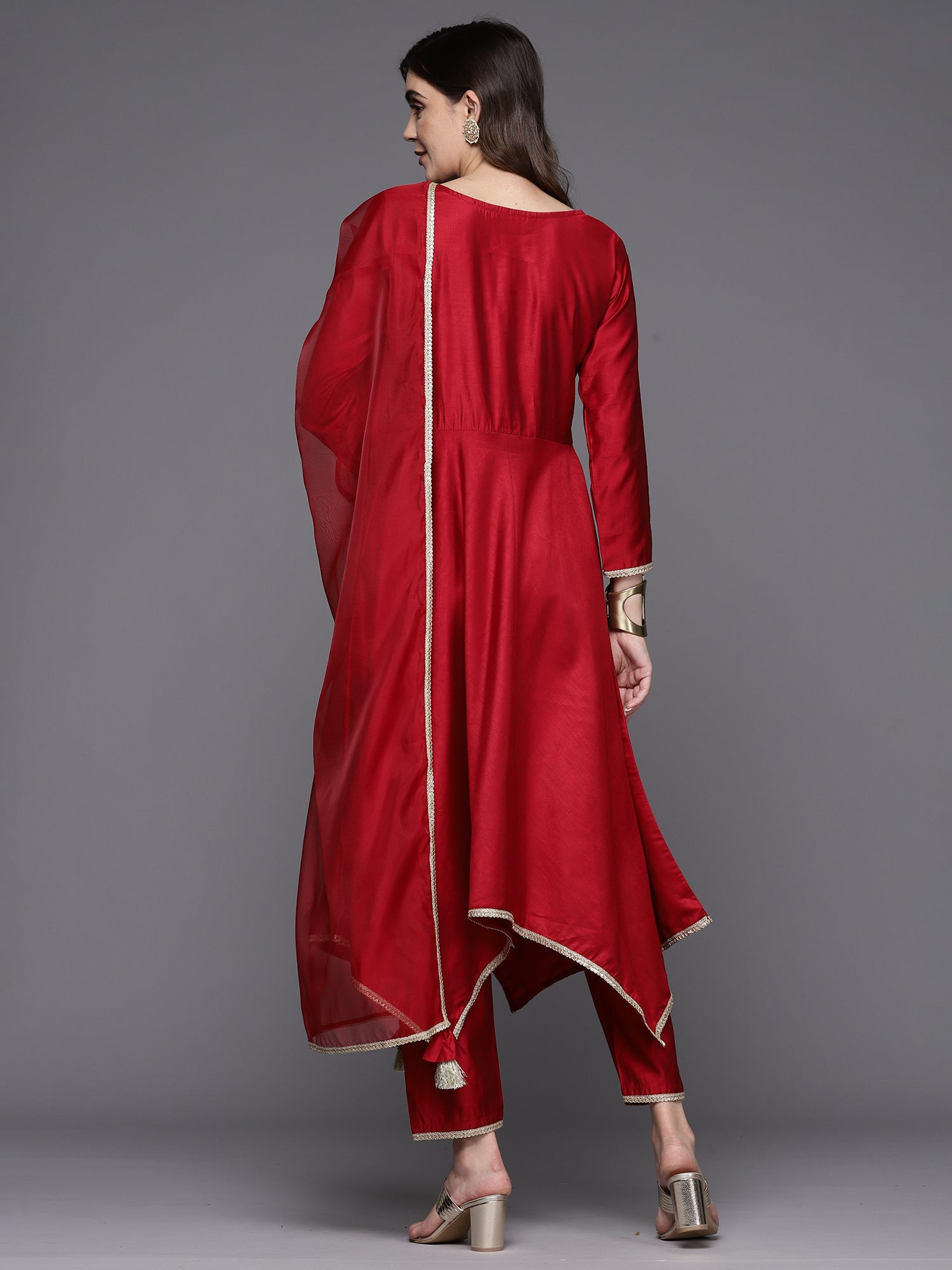 Women's Maroon Liva Kurta Set - Taantav