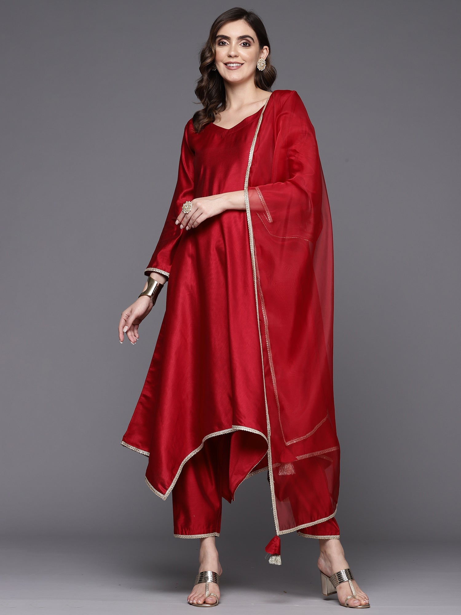 Women's Maroon Liva Kurta Set - Taantav